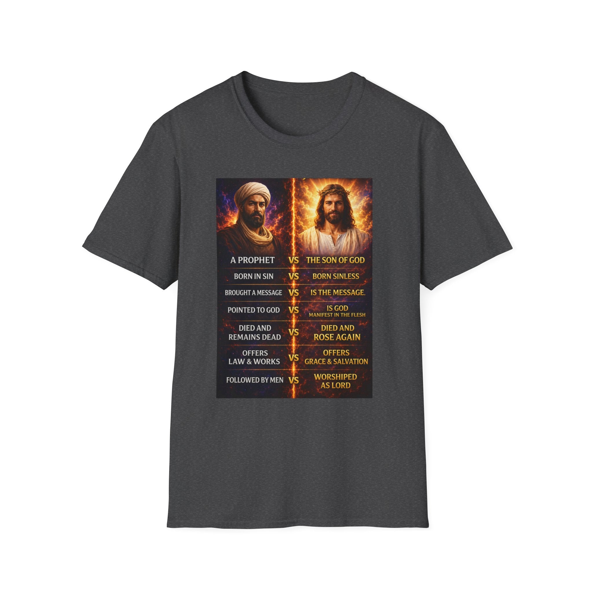 Religious Comparison Graphic Tee — 'A Prophet vs The Son of God'