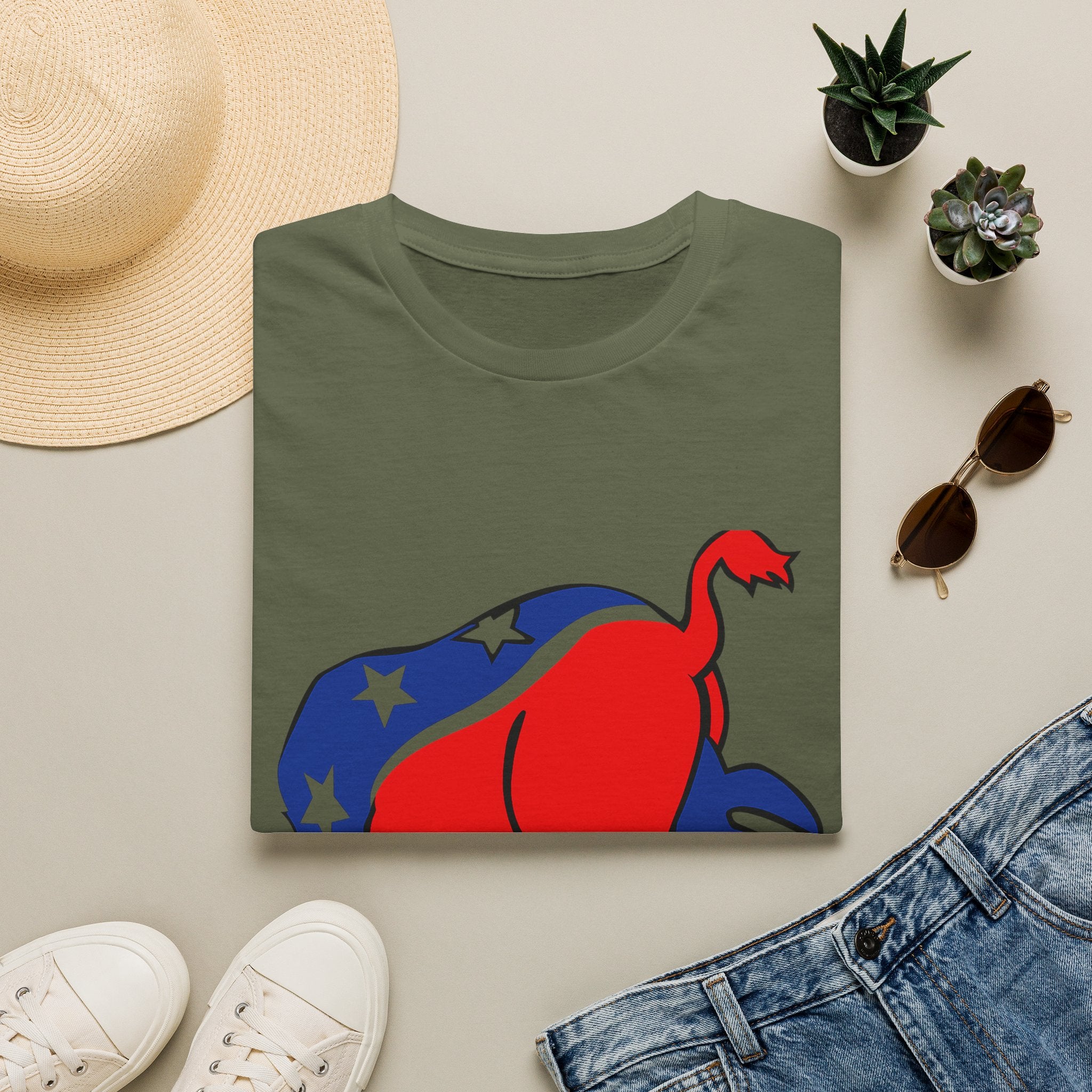 Elephant Political Graphic T-Shirt — Patriotic Red, White & Blue Design