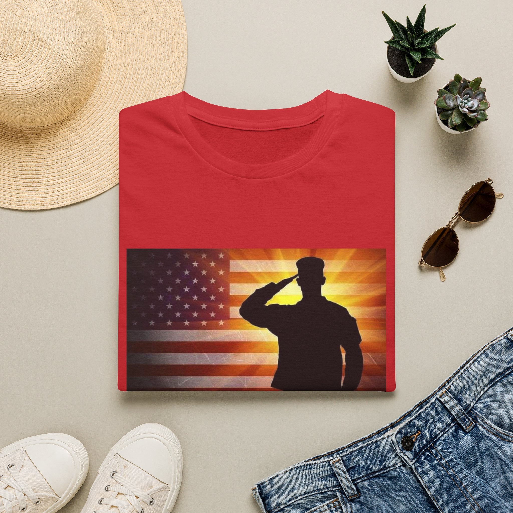 Military Salute T-Shirt — American Flag Veteran Tribute Tee
