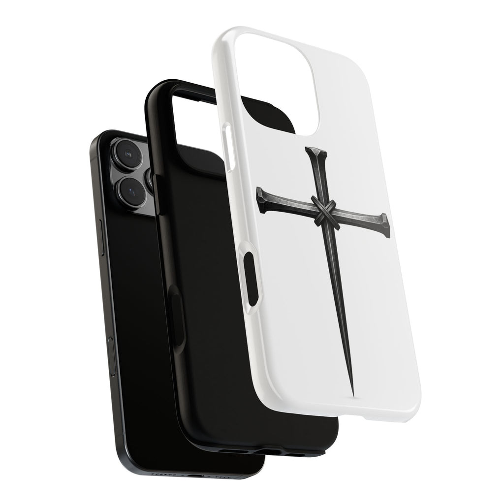 Nail Cross Tough Phone Case – Minimal Gothic Christian Armor for Samsung & iPhone