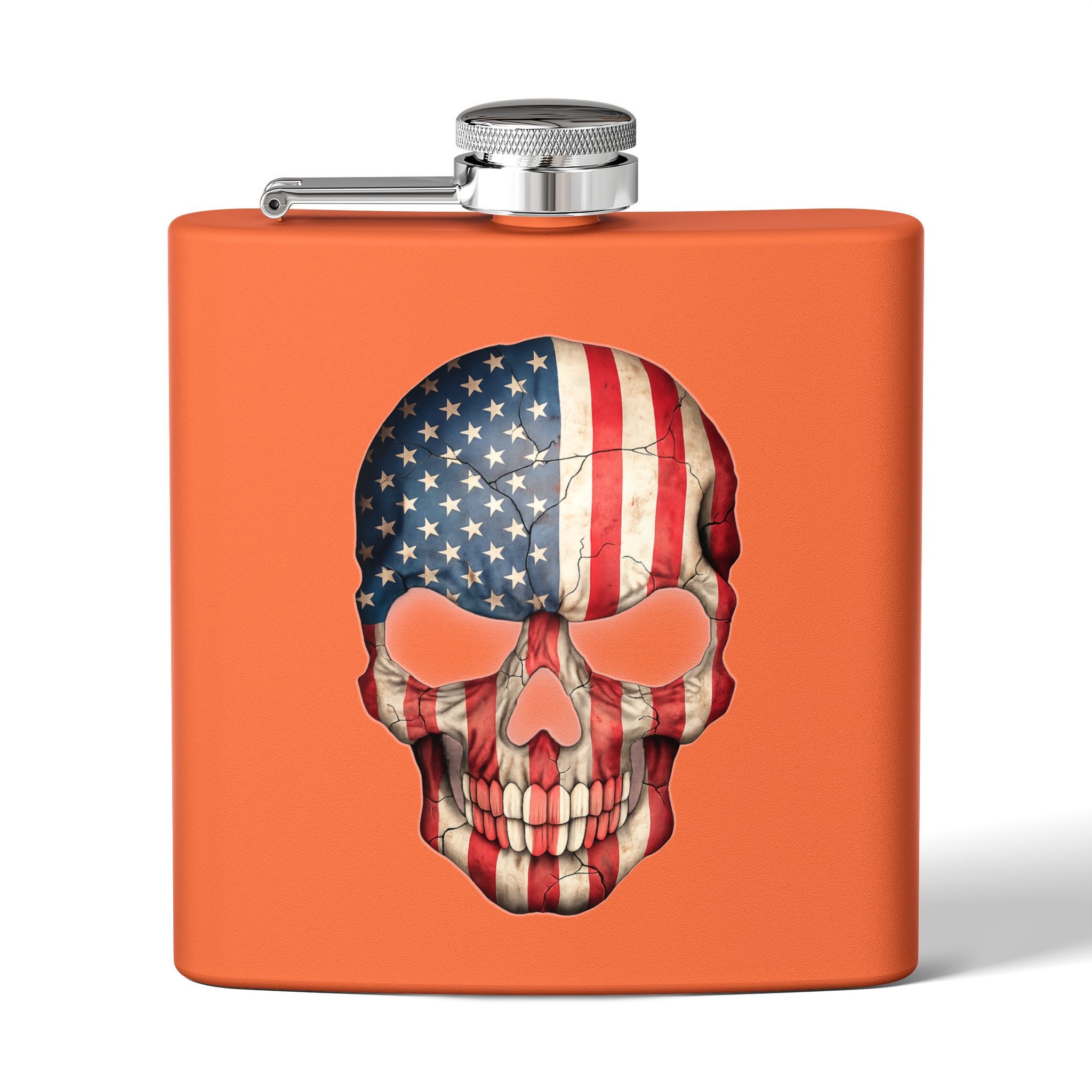 American Flag Skull Flask — 6oz Stainless Steel Patriotic Hip Flask
