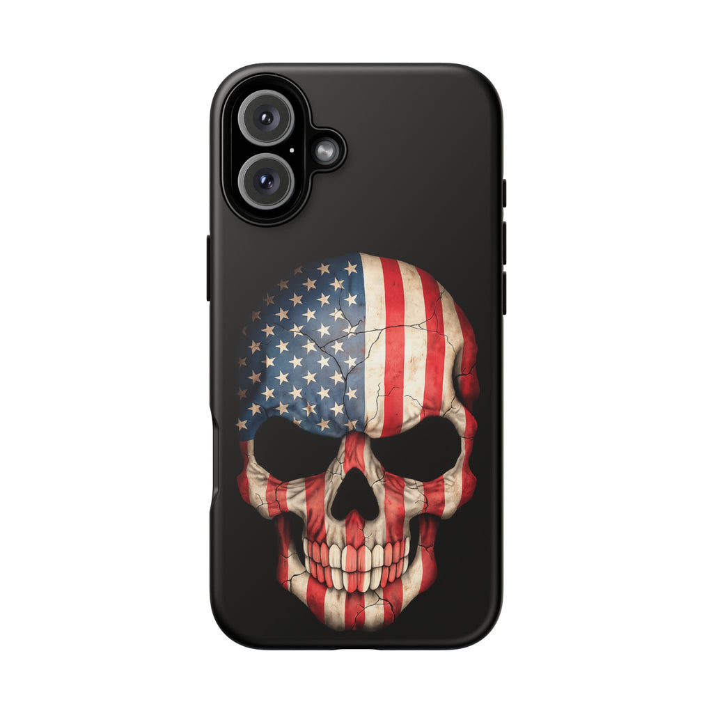 American Flag Skull Phone Case - Patriotic Tough Protective Cover