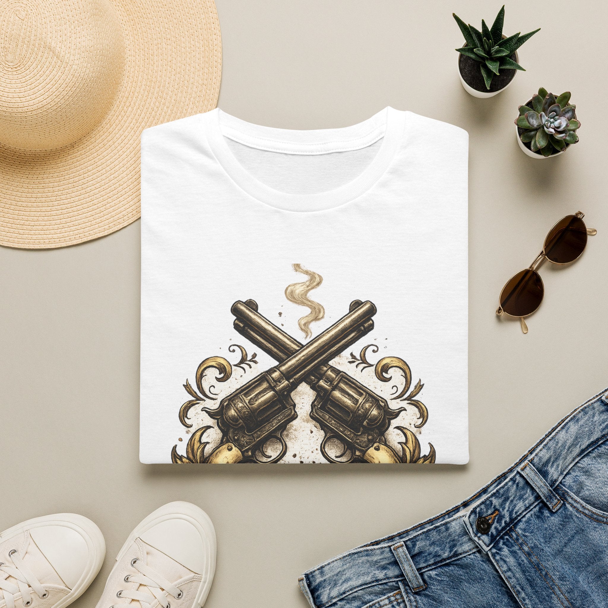 Western Revolver T‑Shirt — "Say When" Vintage Gun Graphic