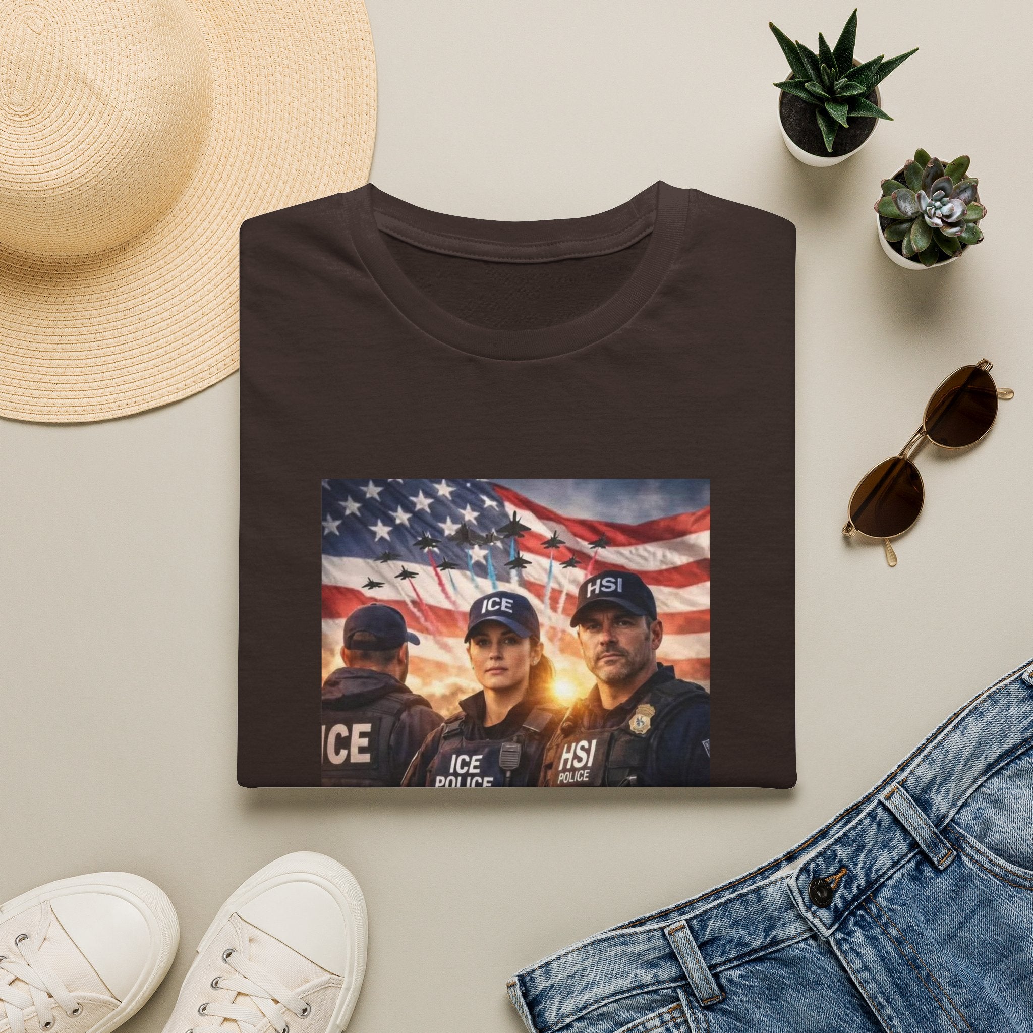 Police Tribute T-Shirt — "Thank You Police" American Flag Design