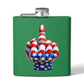 6oz Stainless Steel Flask — Patriotic Middle Finger USA Flag Design