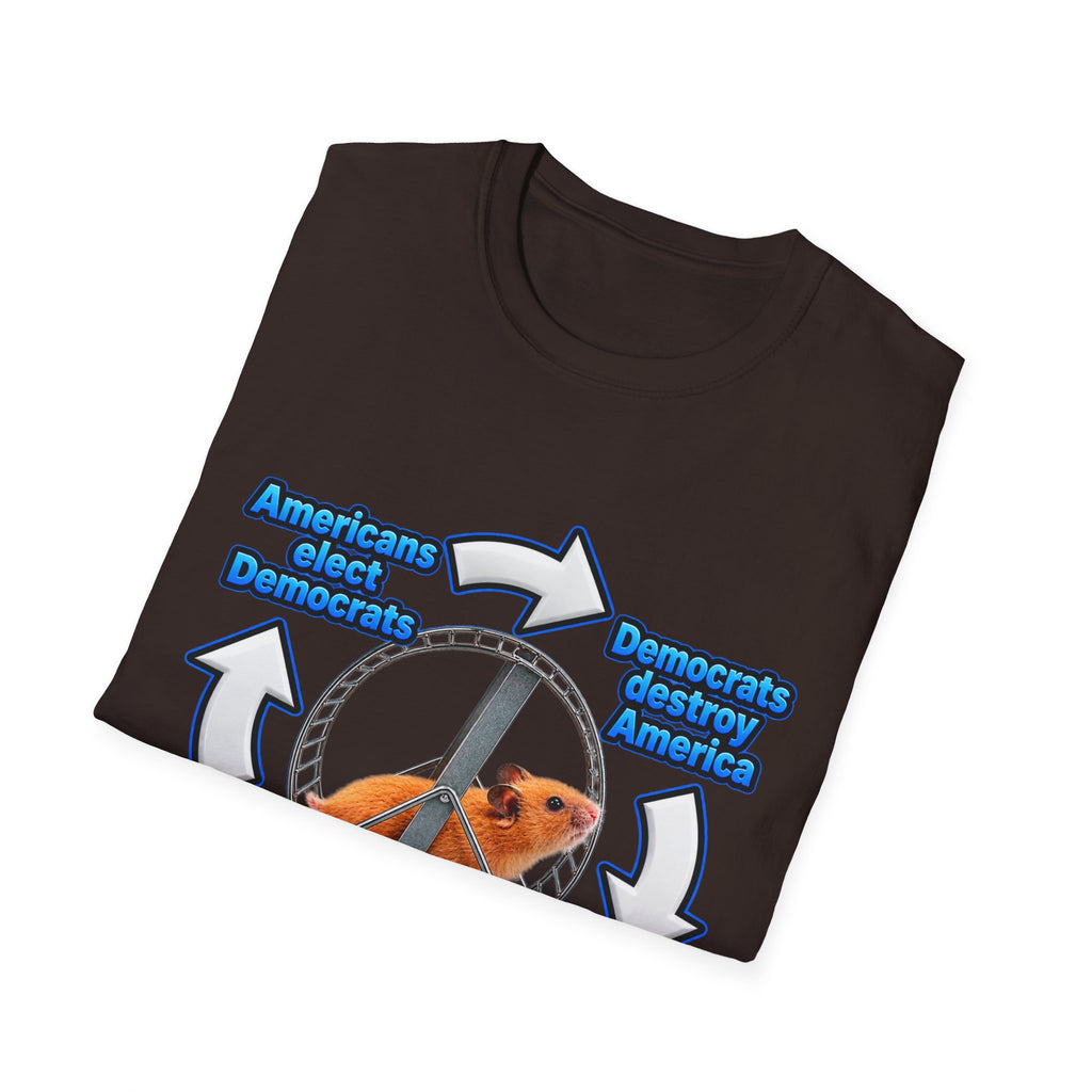 Hamster Wheel Politics T-Shirt — "Americans Elect/Destroy" Satire Tee