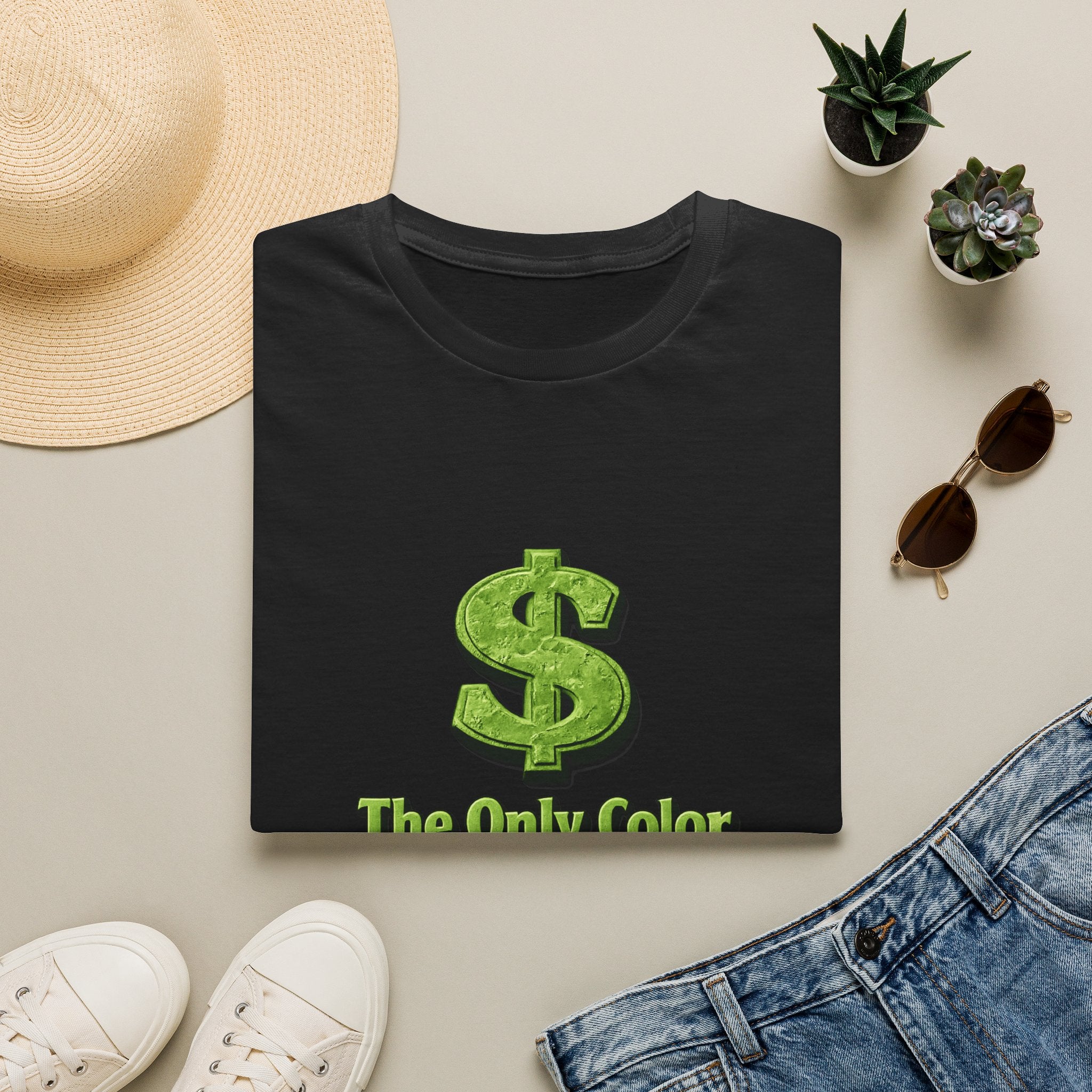 T-Shirt: "The Only Color That Matters Is Green" Dollar Sign Graphic Tee
