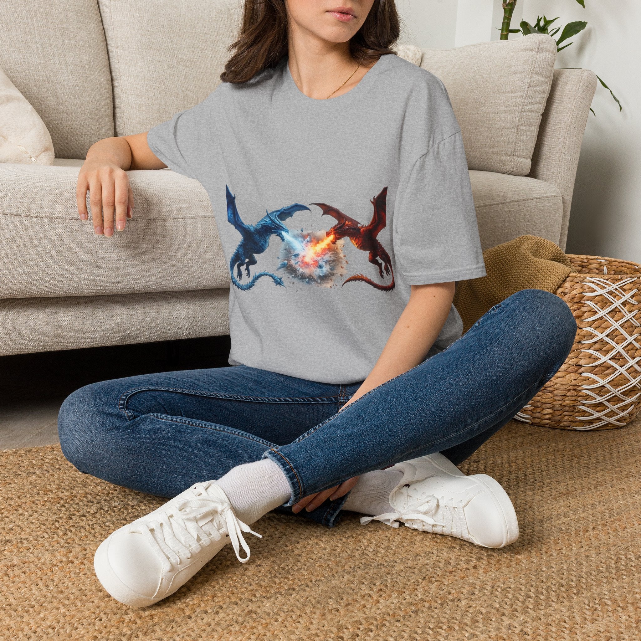 Dragon Duel T-Shirt — Fire vs Ice- Wyverns Graphic Tee