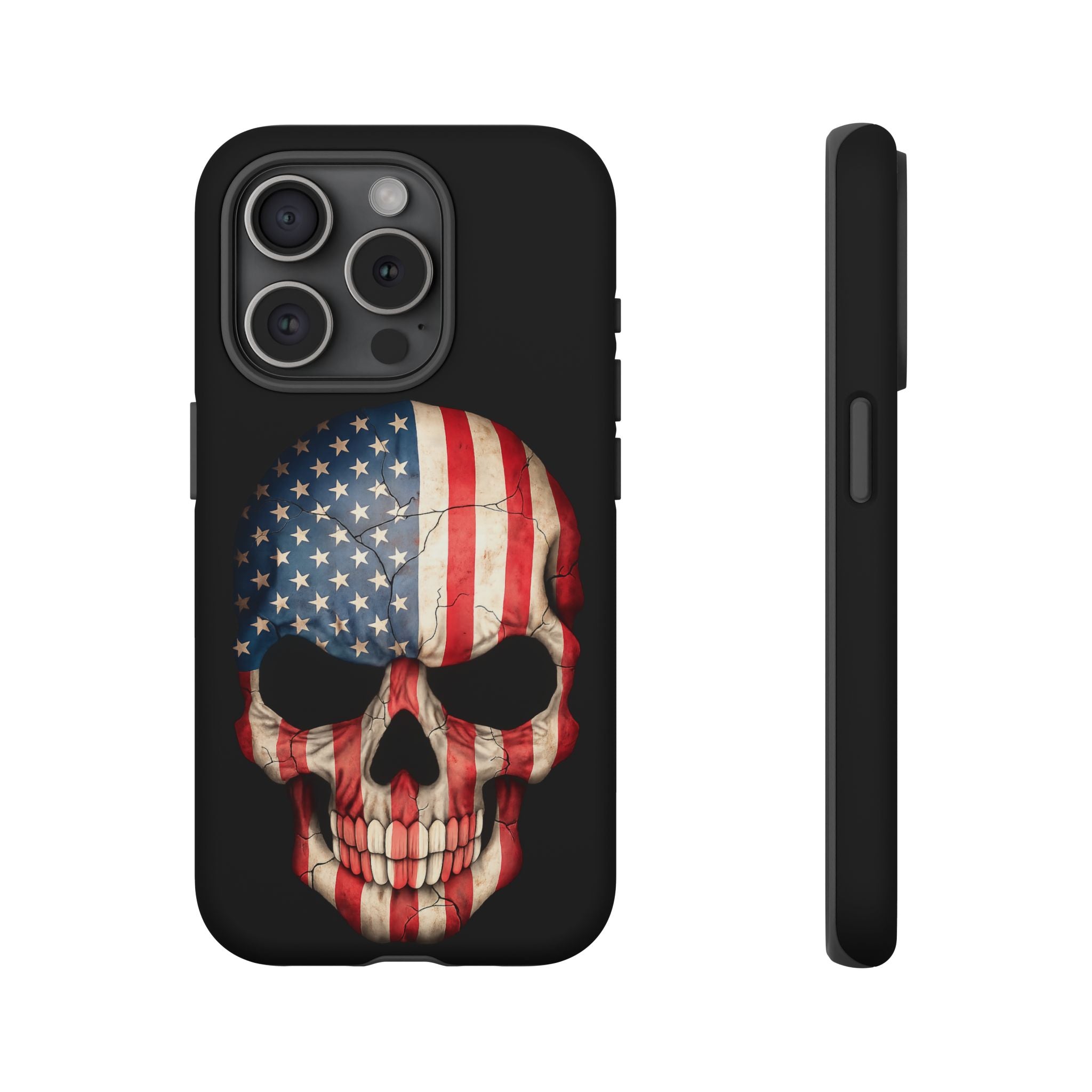 American Flag Skull Phone Case - Patriotic Tough Protective Cover