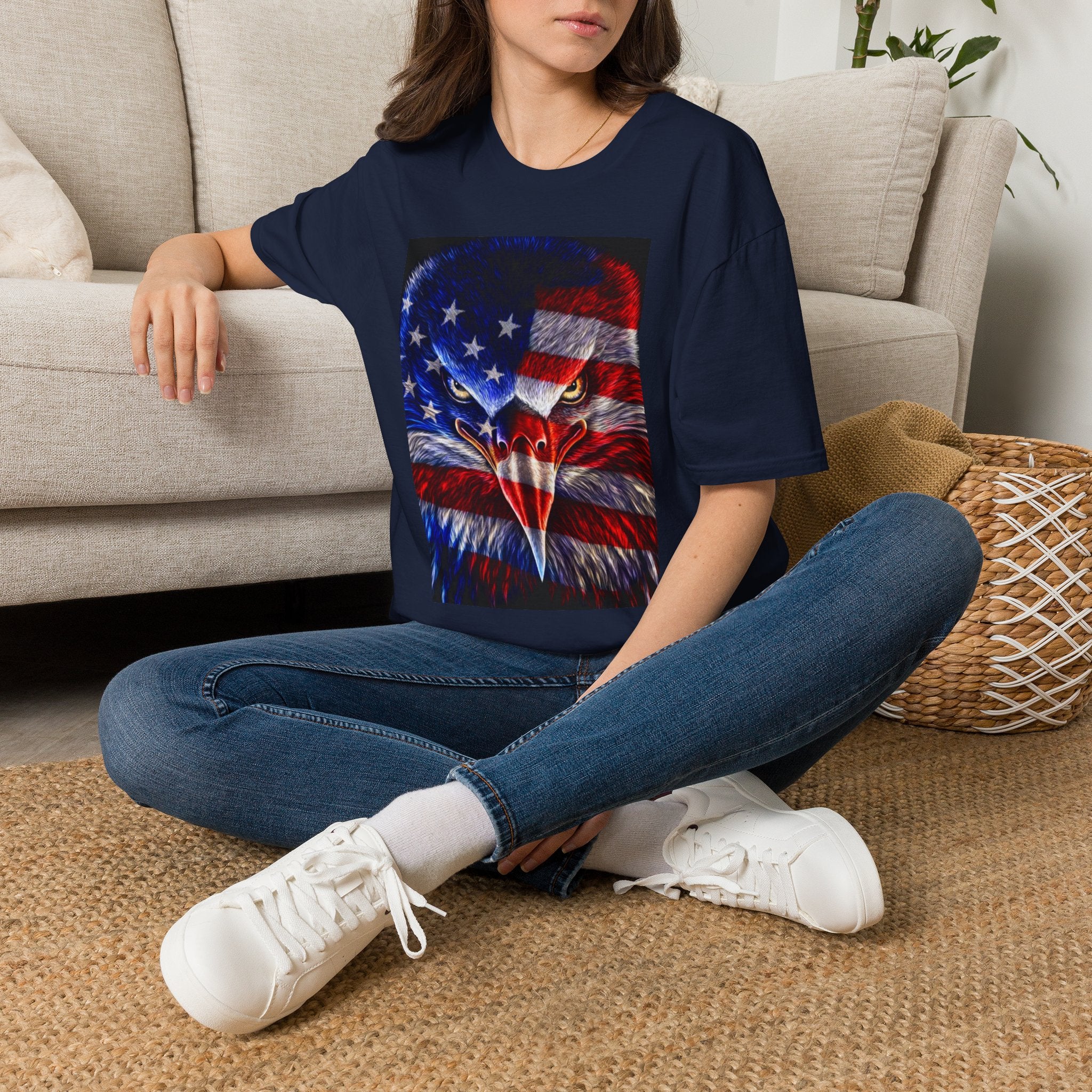 Patriotic Eagle T-Shirt — American Flag Bald Eagle Graphic Tee