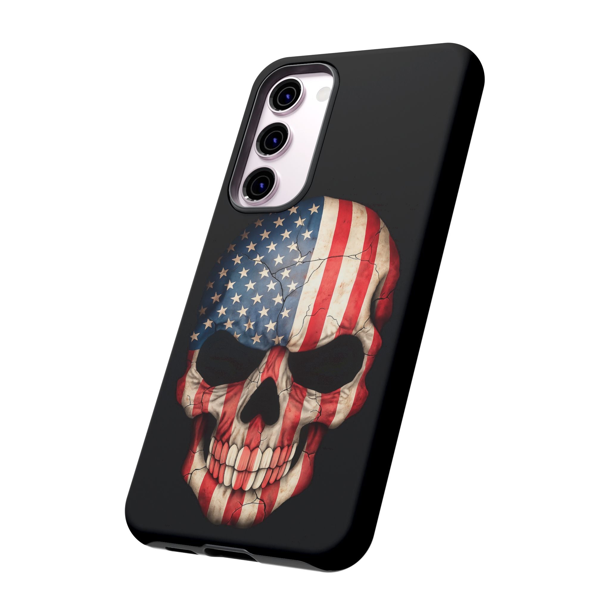 American Flag Skull Phone Case - Patriotic Tough Protective Cover