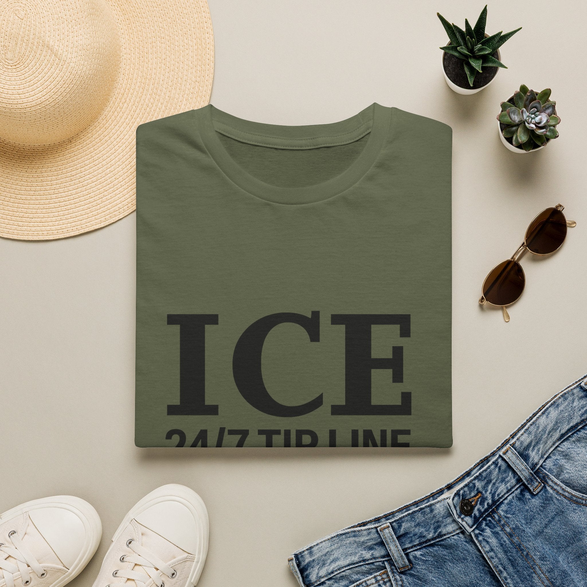 ICE 24/7 Tip Line T-Shirt — Funny ICE Hotline Graphic Tee