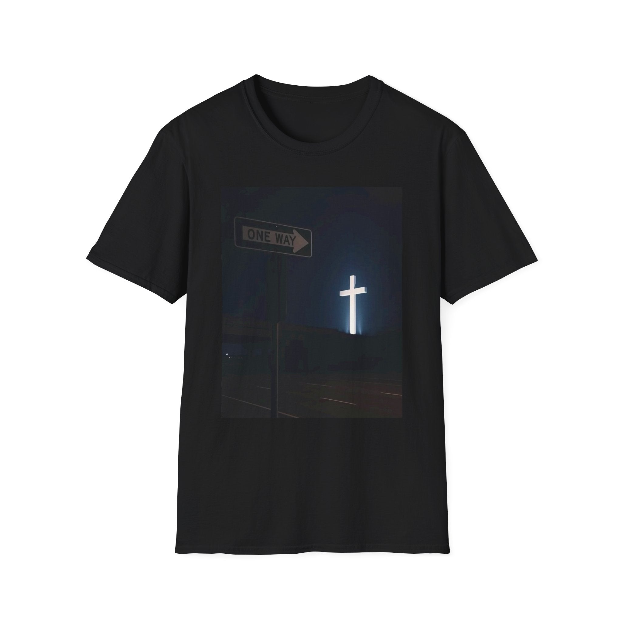 Christian Cross T-Shirt - One Way Street Sign Faith Tee