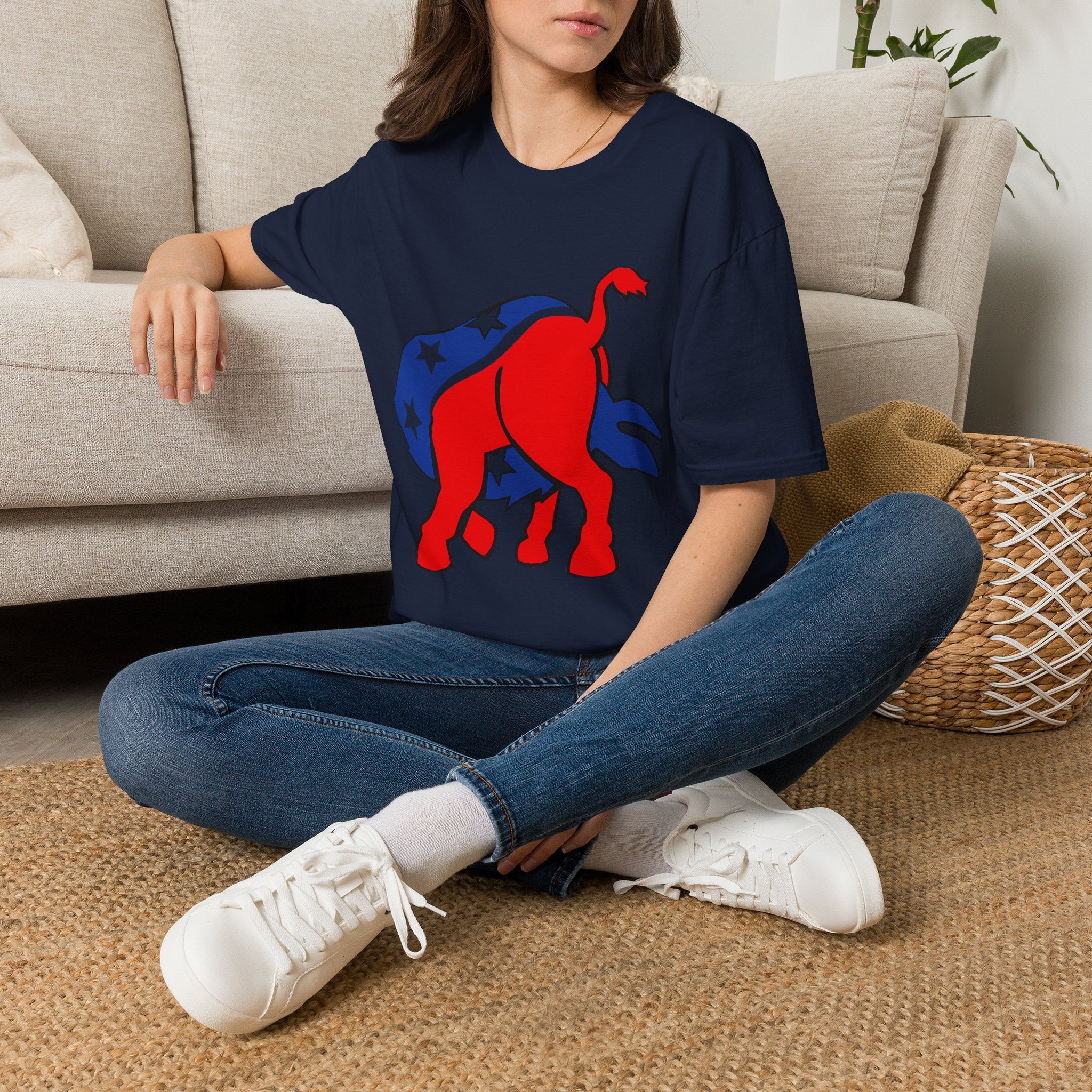 Elephant Political Graphic T-Shirt — Patriotic Red, White & Blue Design
