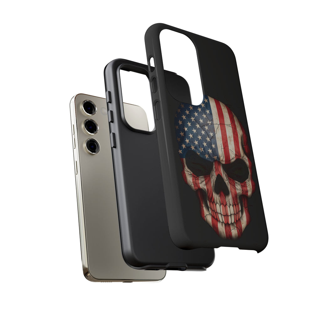 American Flag Skull Phone Case - Patriotic Tough Protective Cover