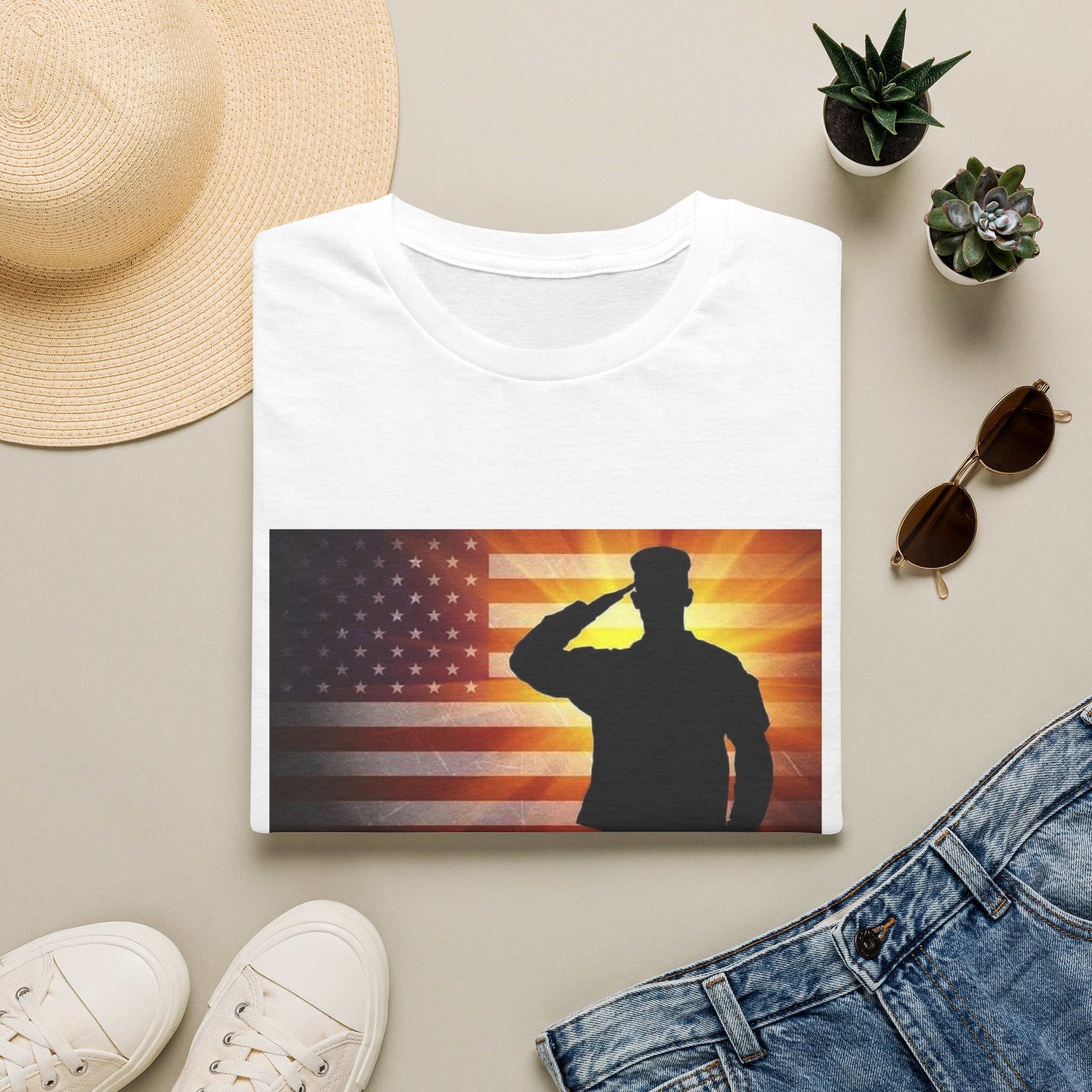 Military Salute T-Shirt — American Flag Veteran Tribute Tee