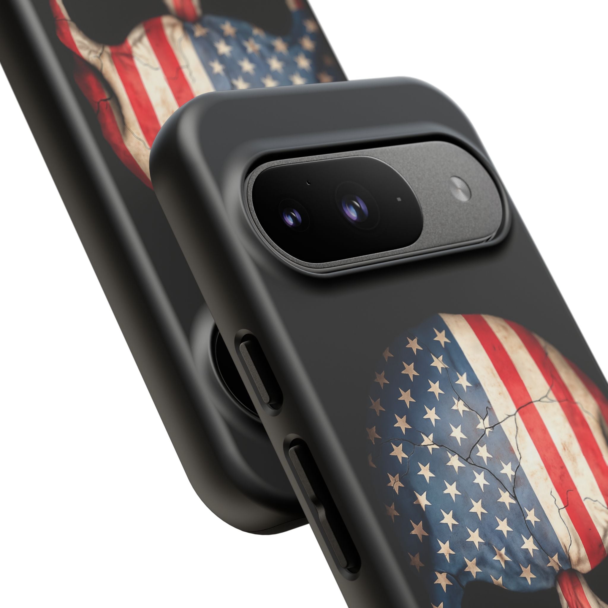 American Flag Skull Phone Case - Patriotic Tough Protective Cover