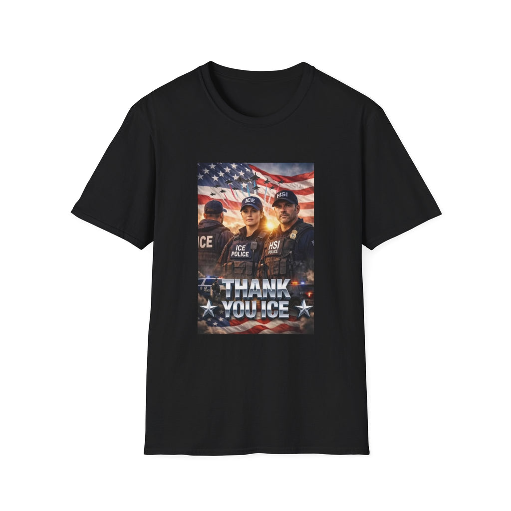 Police Tribute T-Shirt — "Thank You Police" American Flag Design