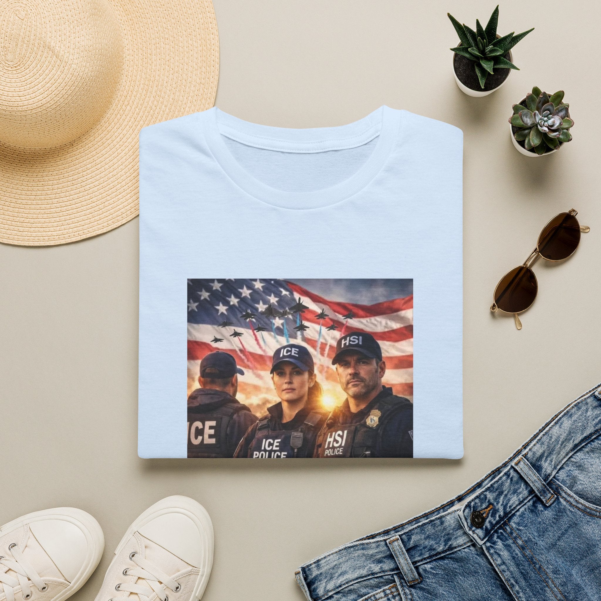 Police Tribute T-Shirt — "Thank You Police" American Flag Design