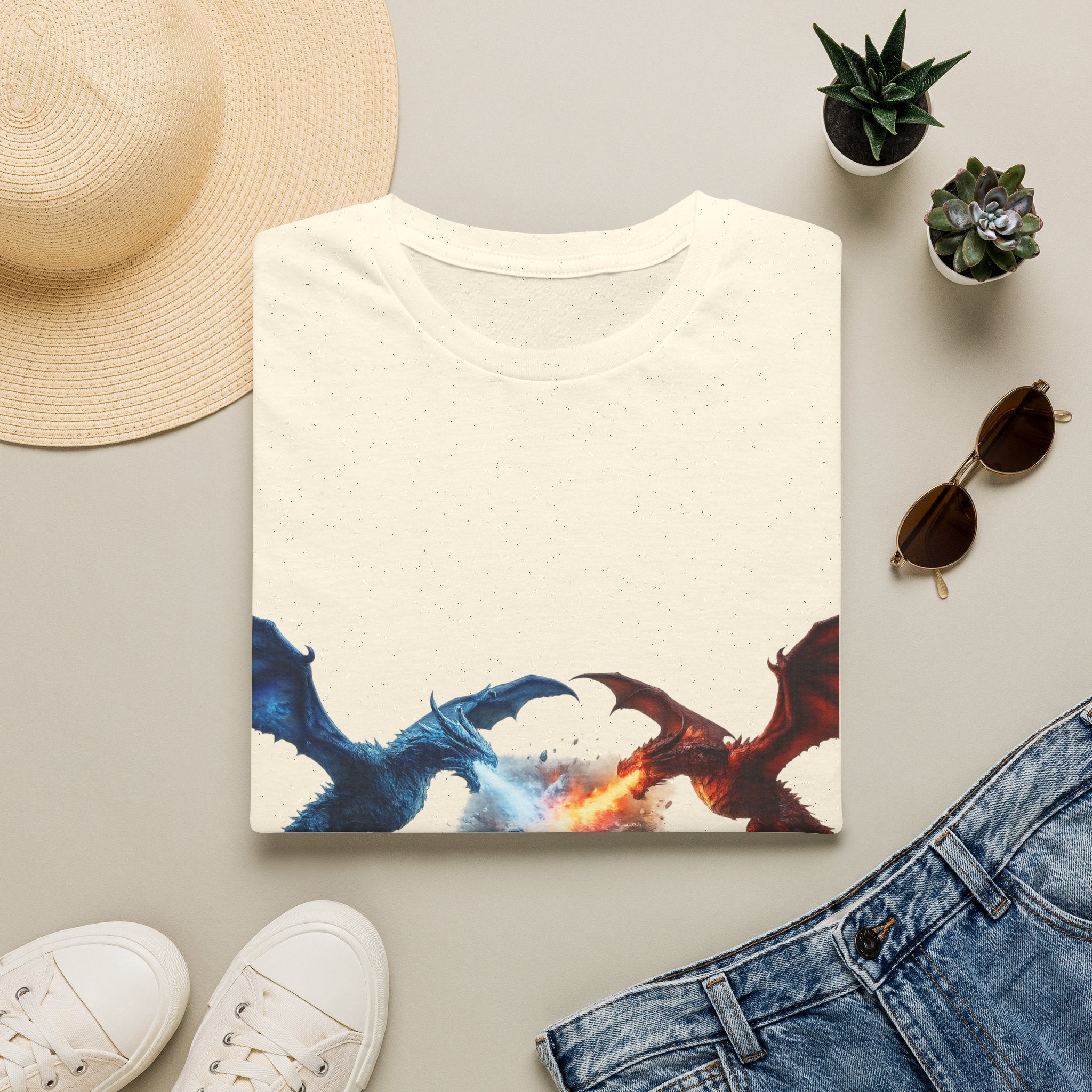 Dragon Duel T-Shirt — Fire vs Ice- Wyverns Graphic Tee