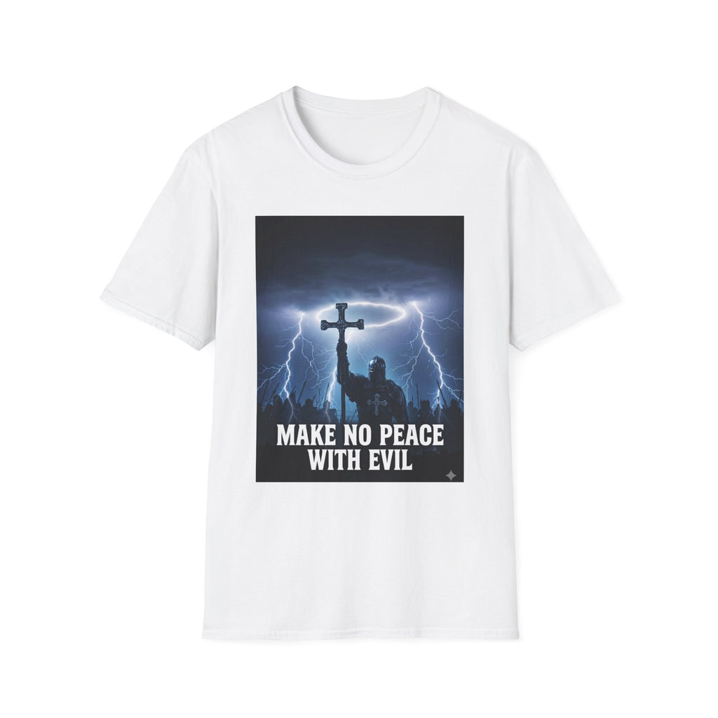 Make No Peace With Evil T-Shirt – Lightning Cross Christian Faith Tee