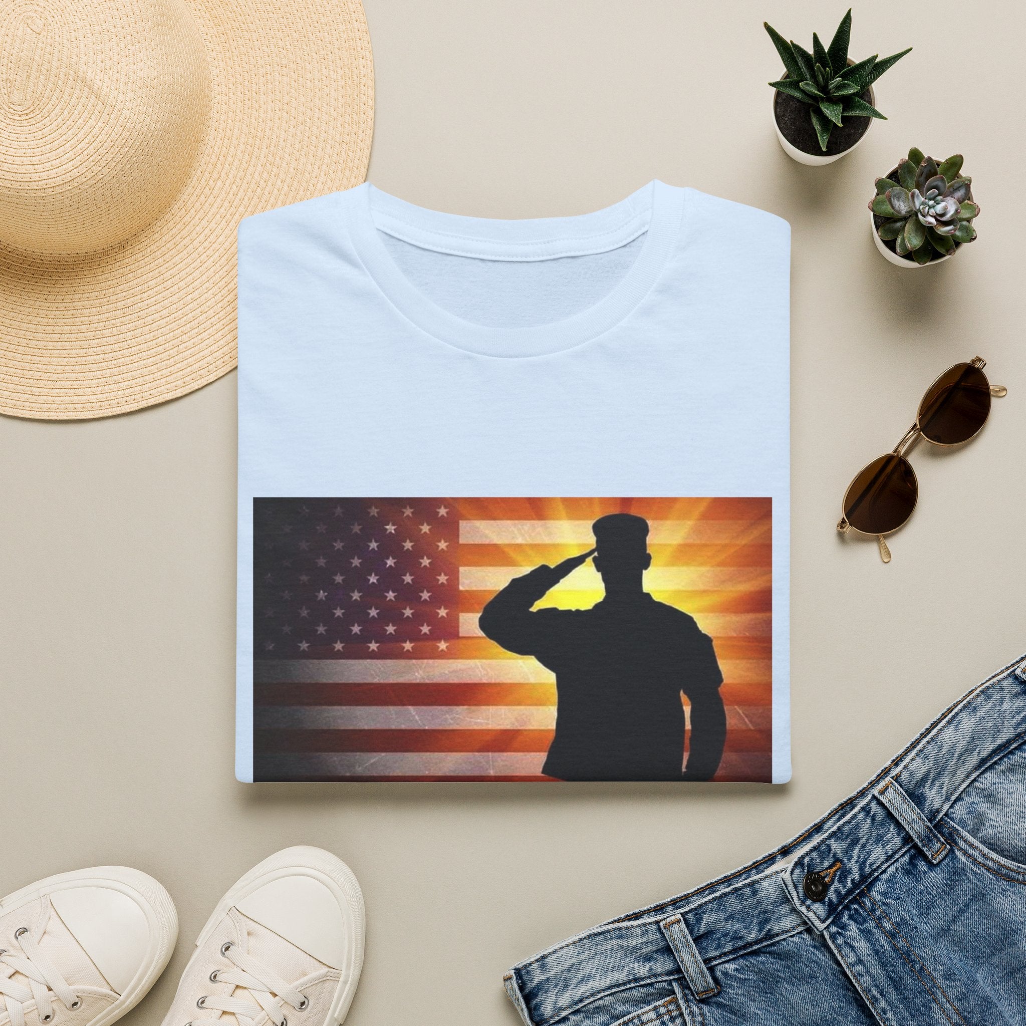 Military Salute T-Shirt — American Flag Veteran Tribute Tee