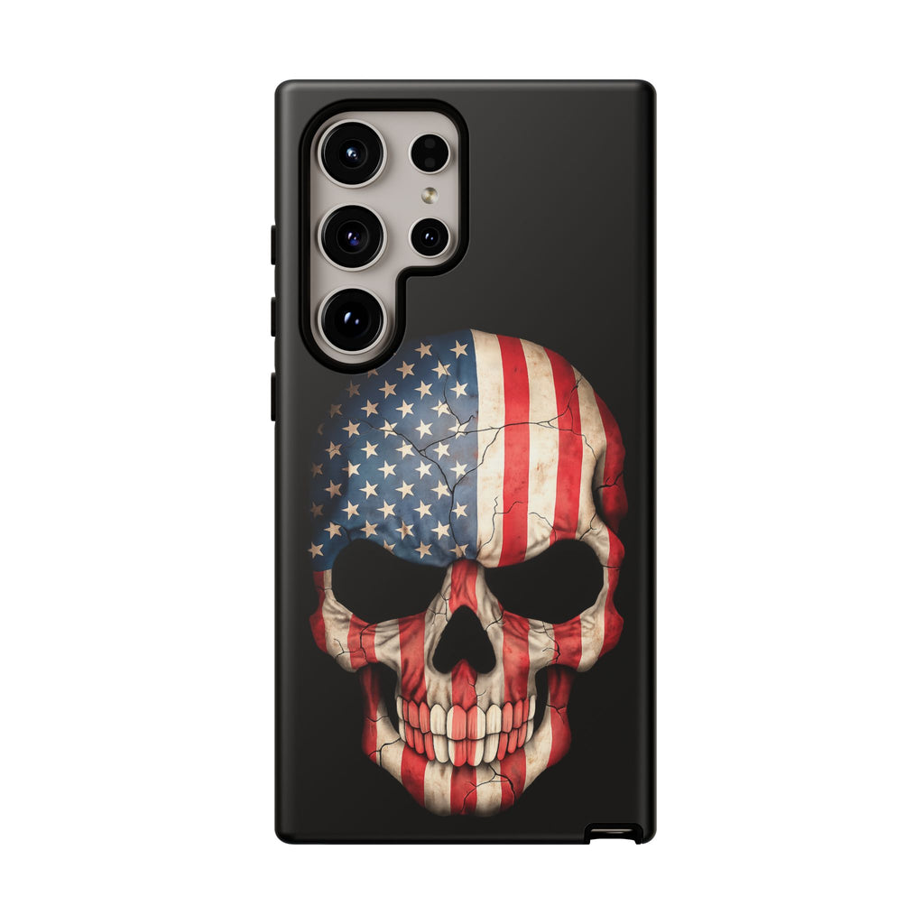 American Flag Skull Phone Case - Patriotic Tough Protective Cover