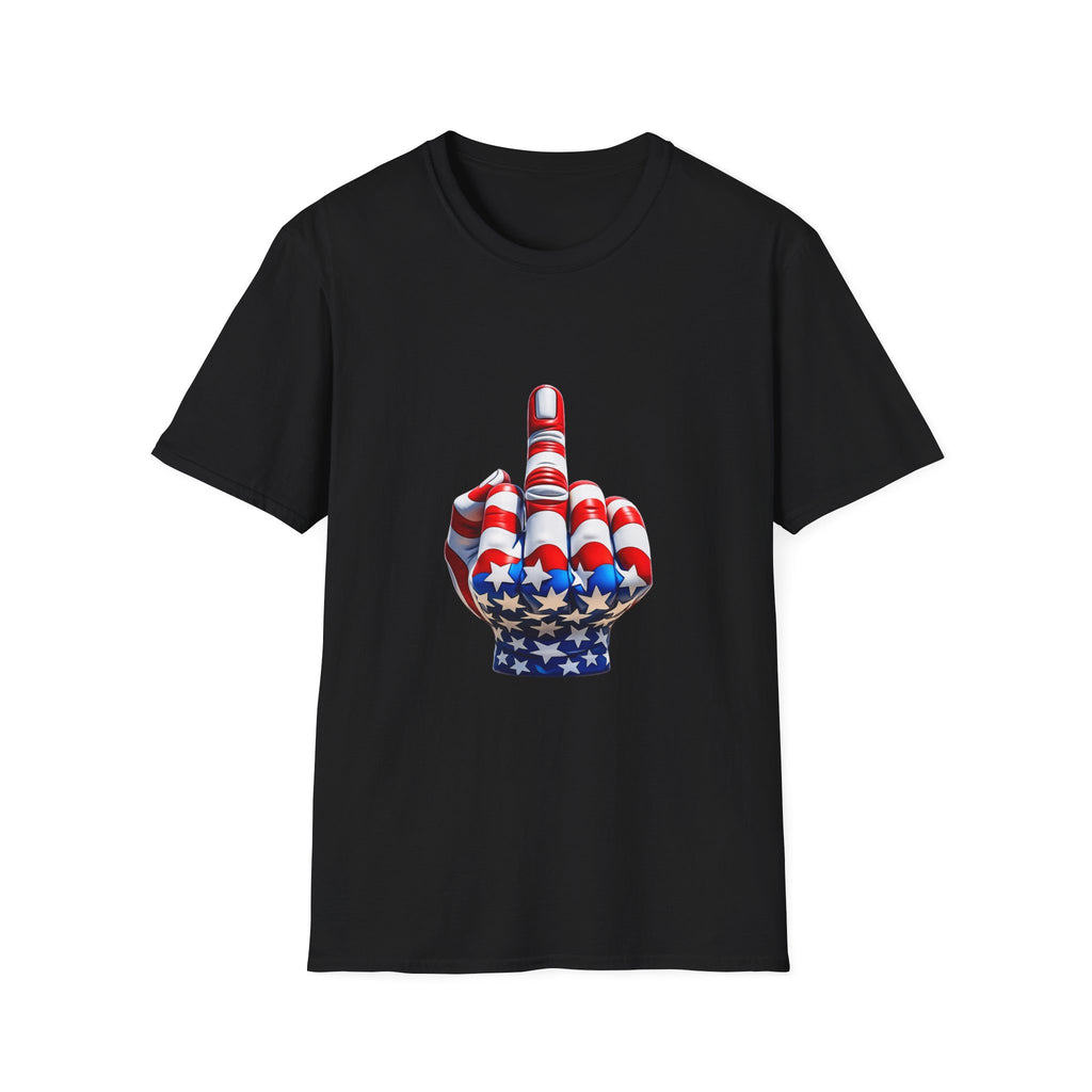 Middle Finger USA Flag T‑Shirt — Patriotic Offensive Graphic Tee