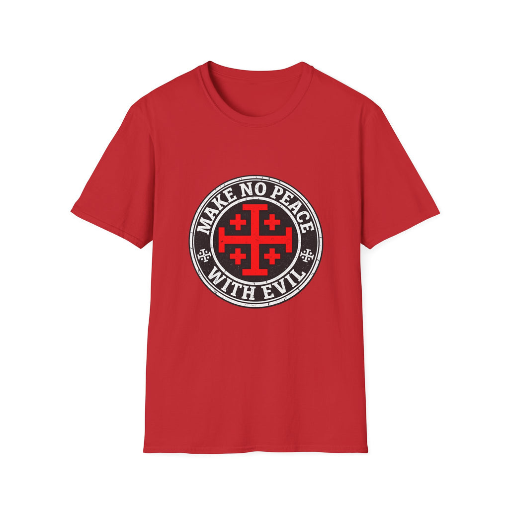 Make No Peace T-Shirt — Bold Crusader Emblem Tee ("Make No Peace With Evil")