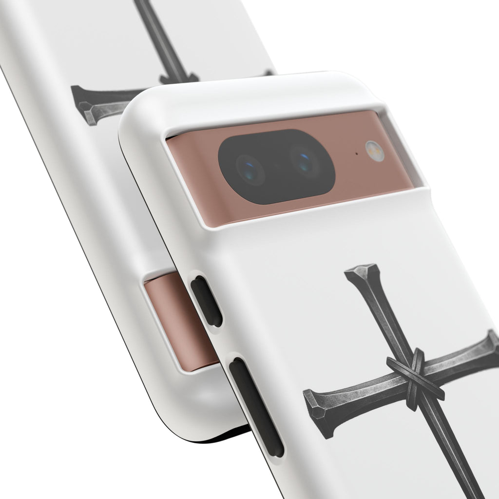 Nail Cross Tough Phone Case – Minimal Gothic Christian Armor for Samsung & iPhone