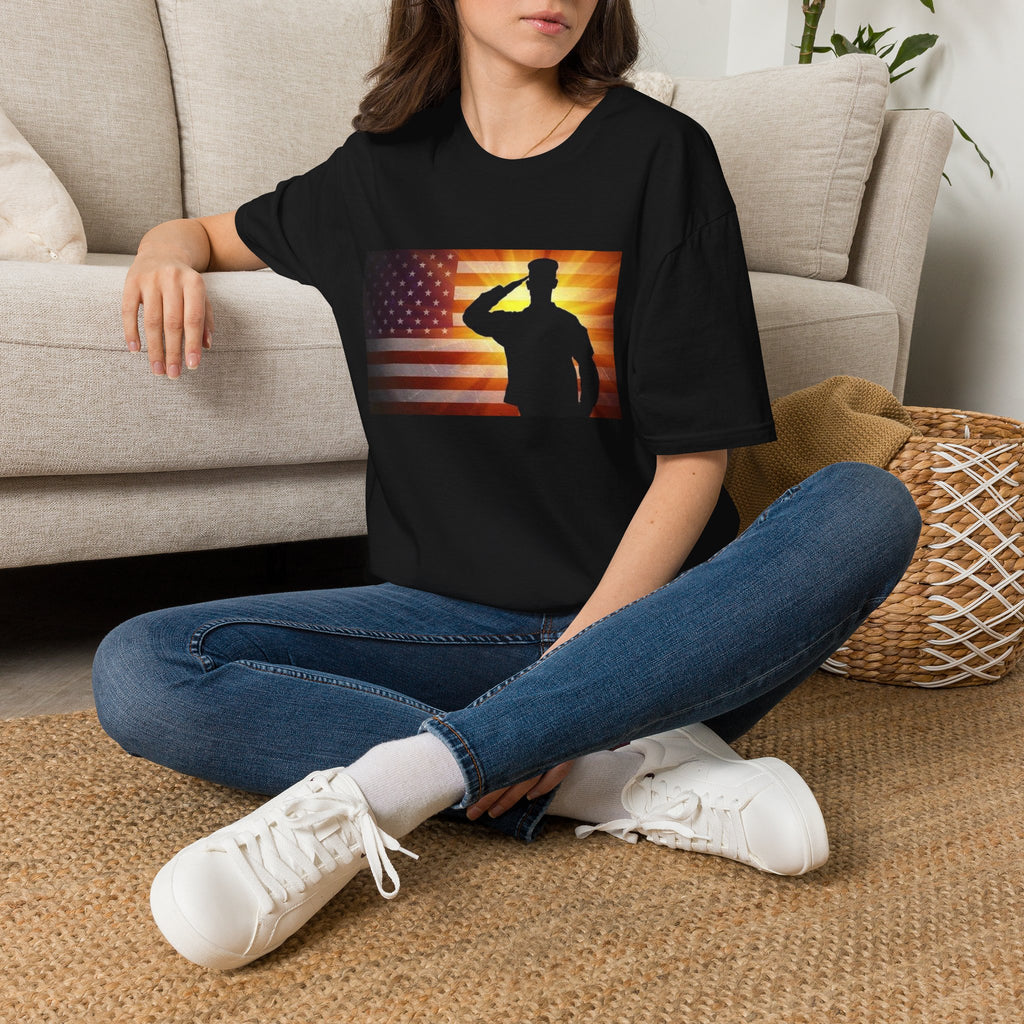 Military Salute T-Shirt — American Flag Veteran Tribute Tee