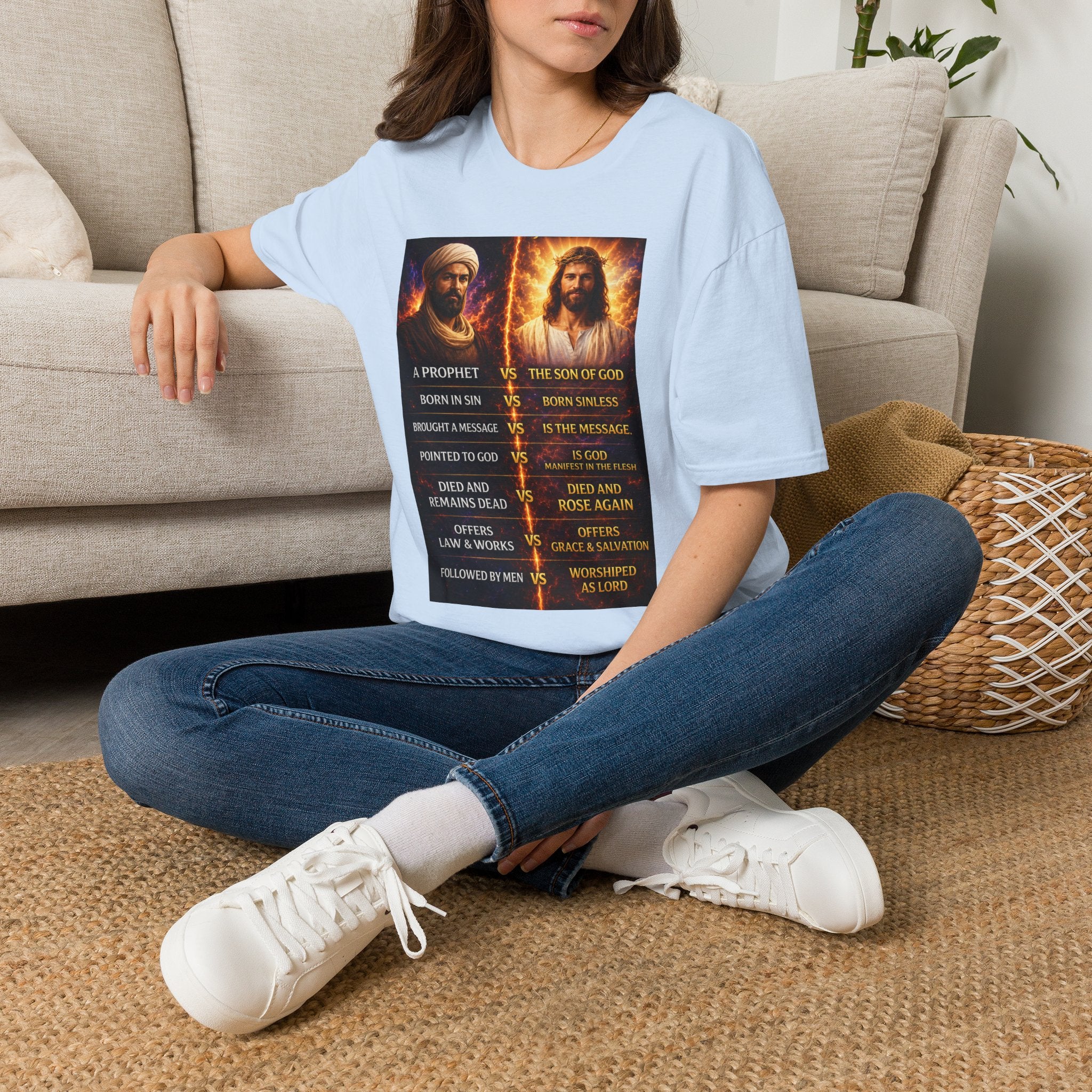 Religious Comparison Graphic Tee — 'A Prophet vs The Son of God'