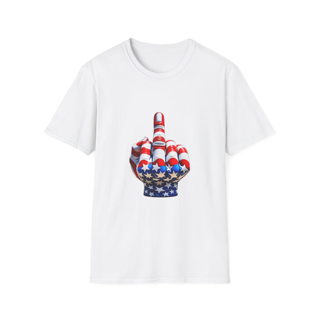 Middle Finger USA Flag T‑Shirt — Patriotic Offensive Graphic Tee