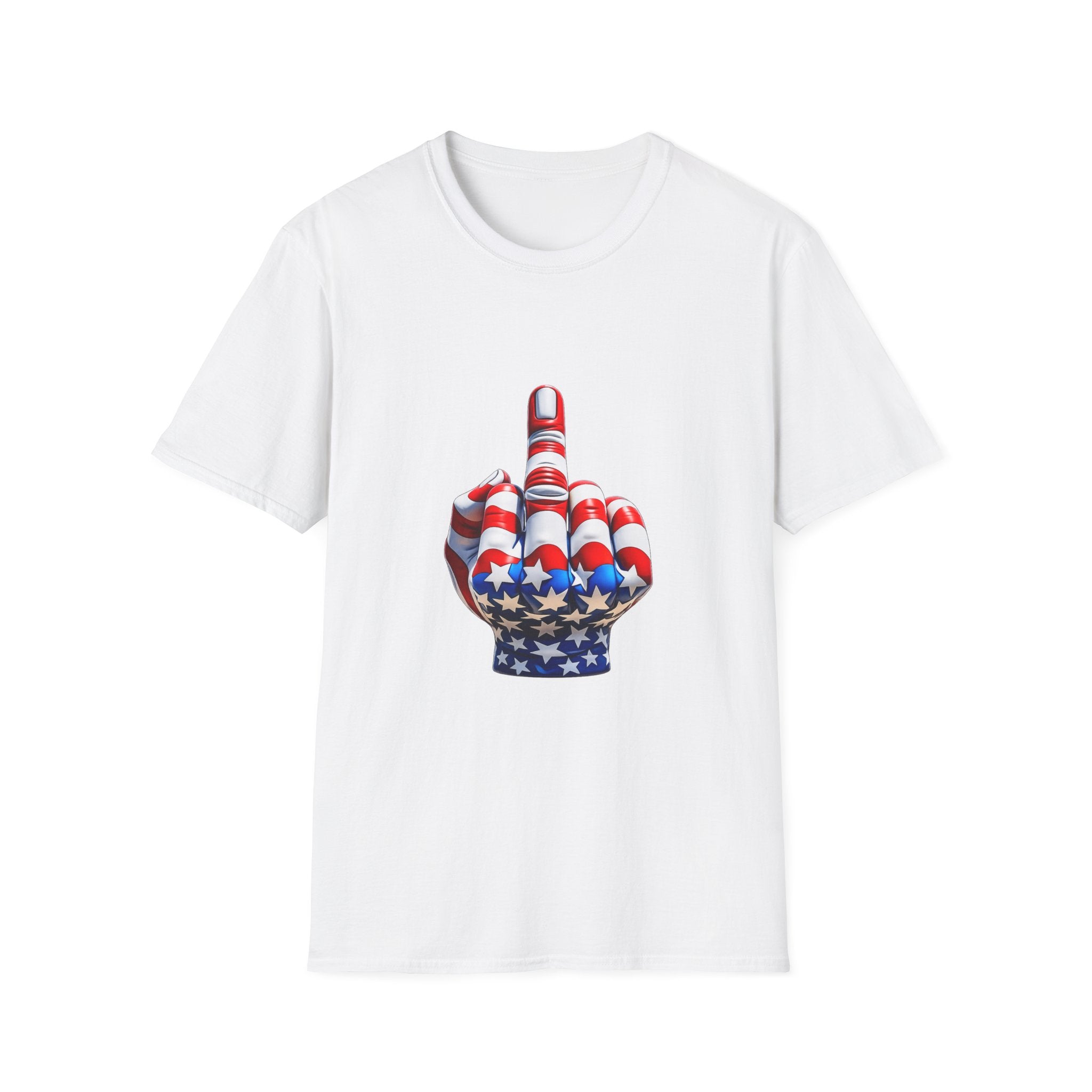 Middle Finger USA Flag T‑Shirt — Patriotic Offensive Graphic Tee