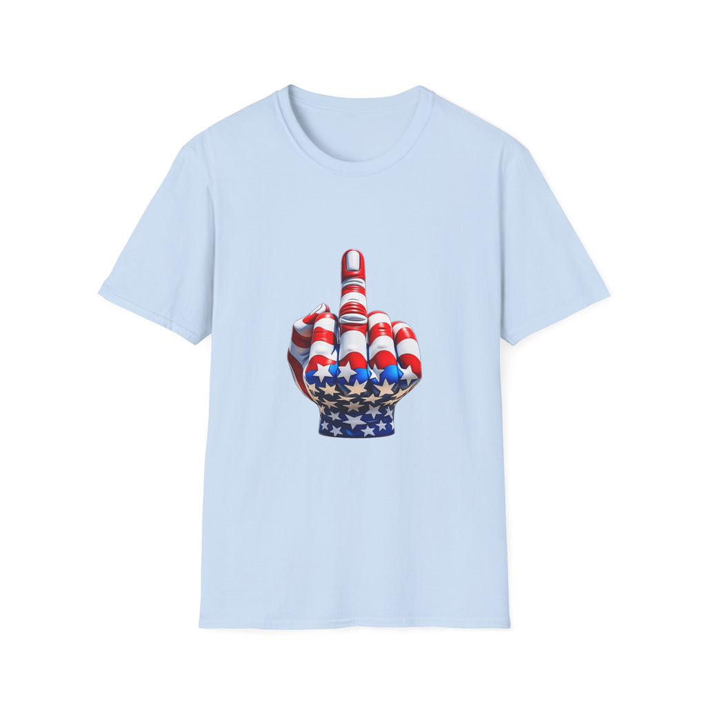 Middle Finger USA Flag T‑Shirt — Patriotic Offensive Graphic Tee