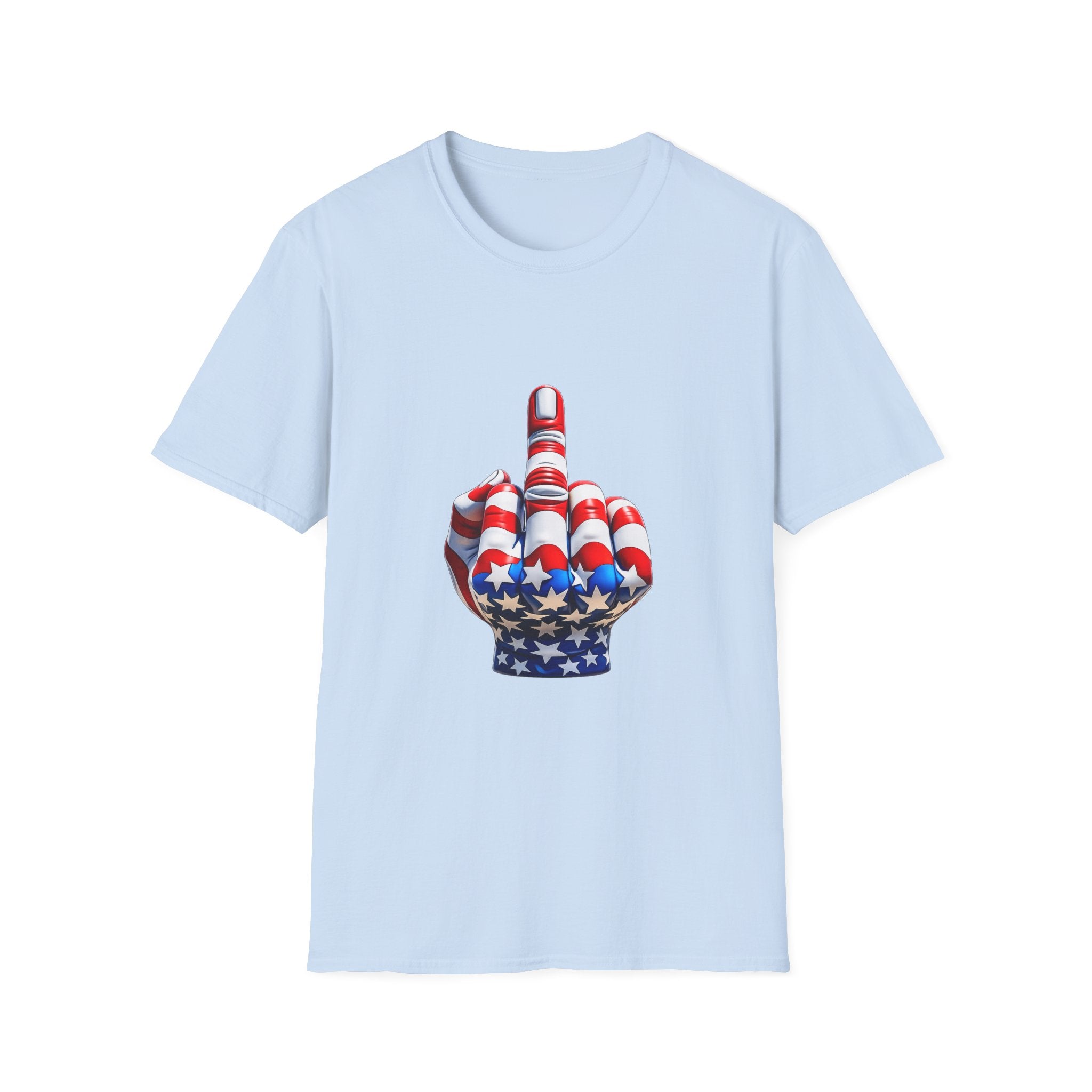 Middle Finger USA Flag T‑Shirt — Patriotic Offensive Graphic Tee