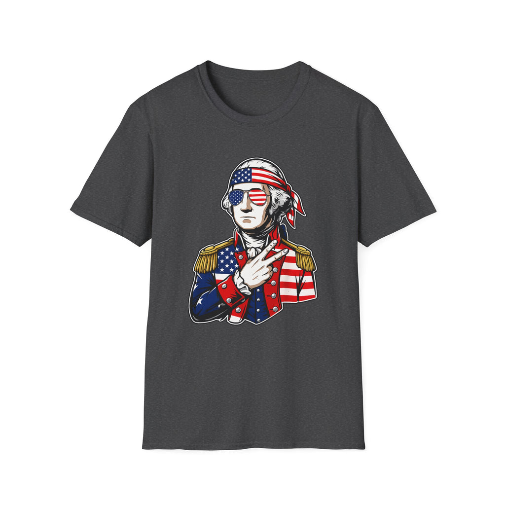 Patriotic George Washington T-Shirt – American Flag Bandana & Shades Tee