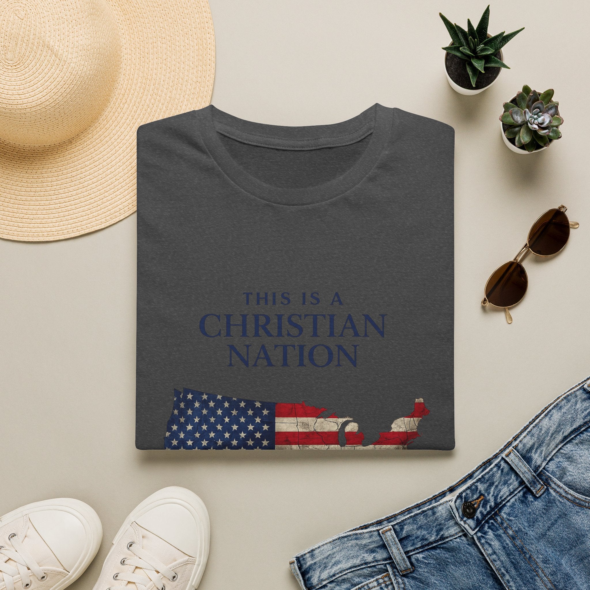 Christian Nation T-Shirt — America Flag Map Graphic