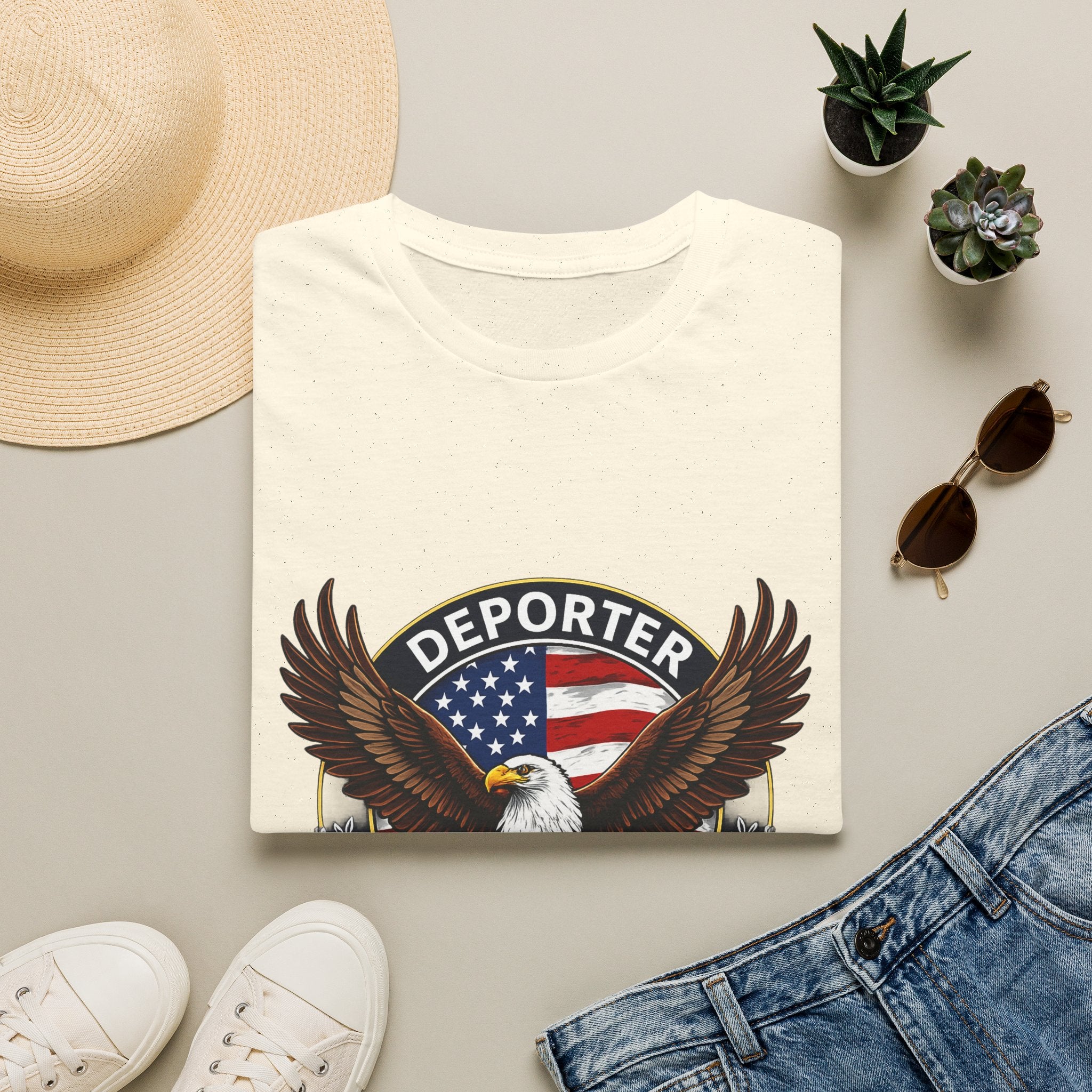Deporter Supporter T-Shirt — Patriotic Eagle American Flag Tee
