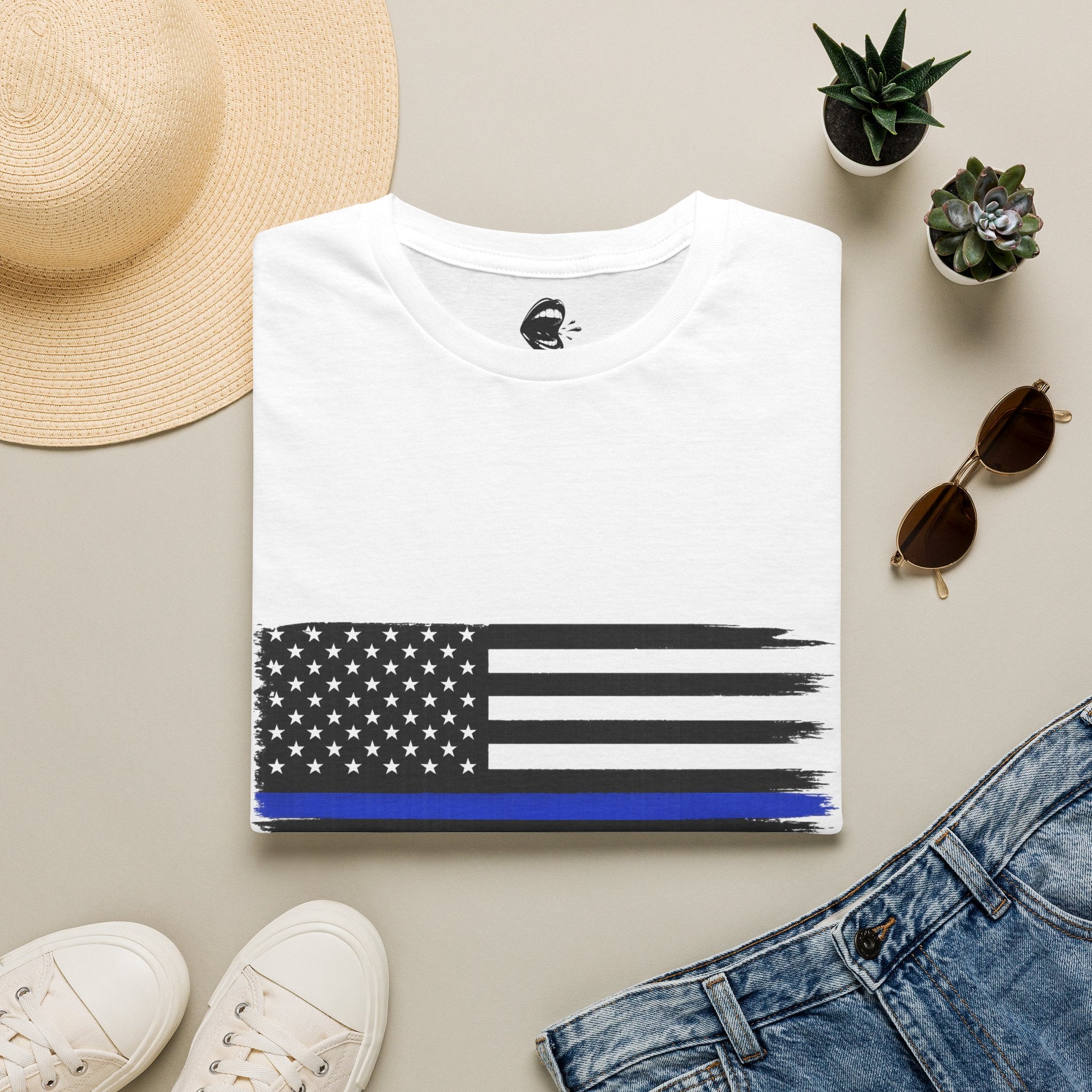 T-Shirt — Thin Blue Line American Flag "Back The Blue" Patrol Tee