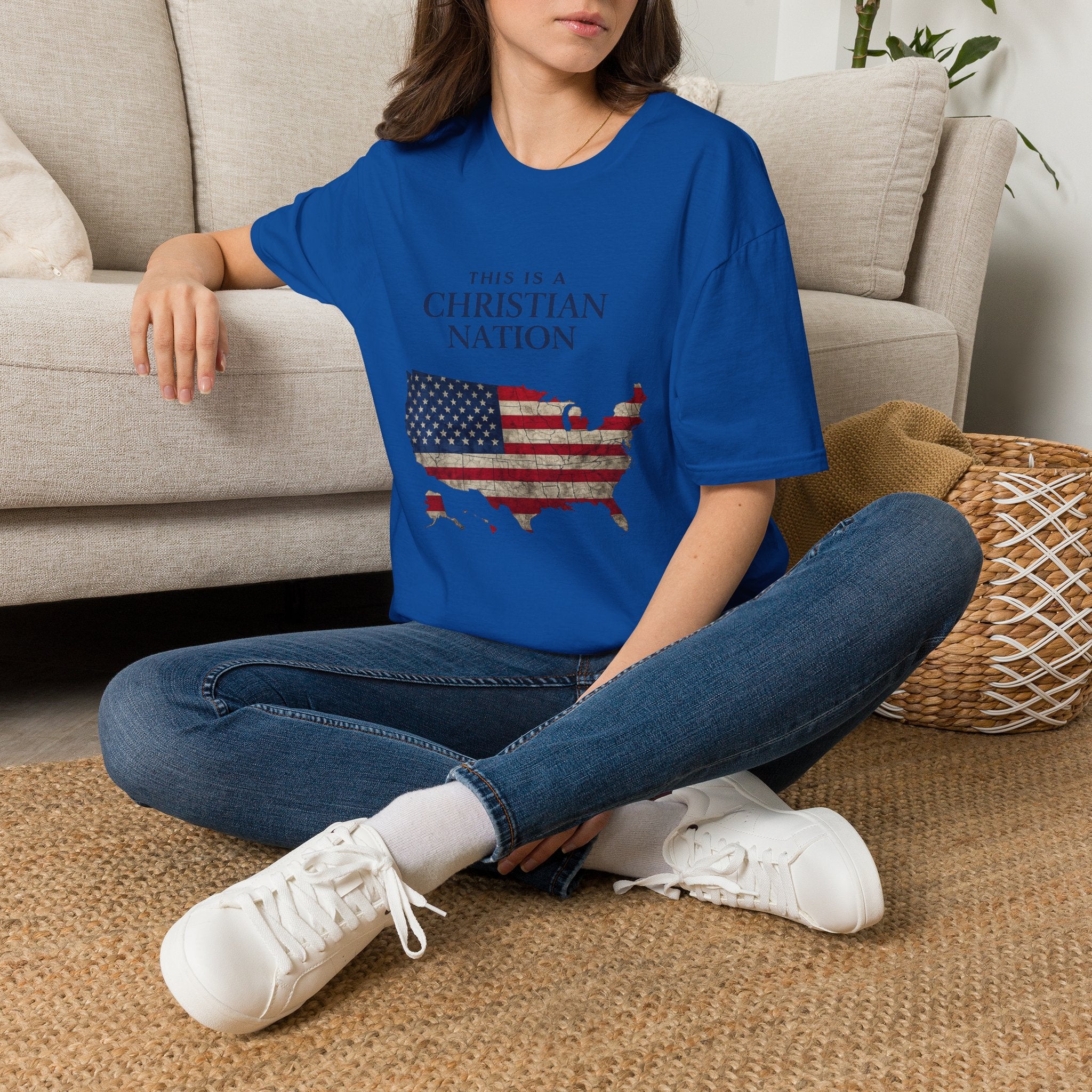 Christian Nation T-Shirt — America Flag Map Graphic