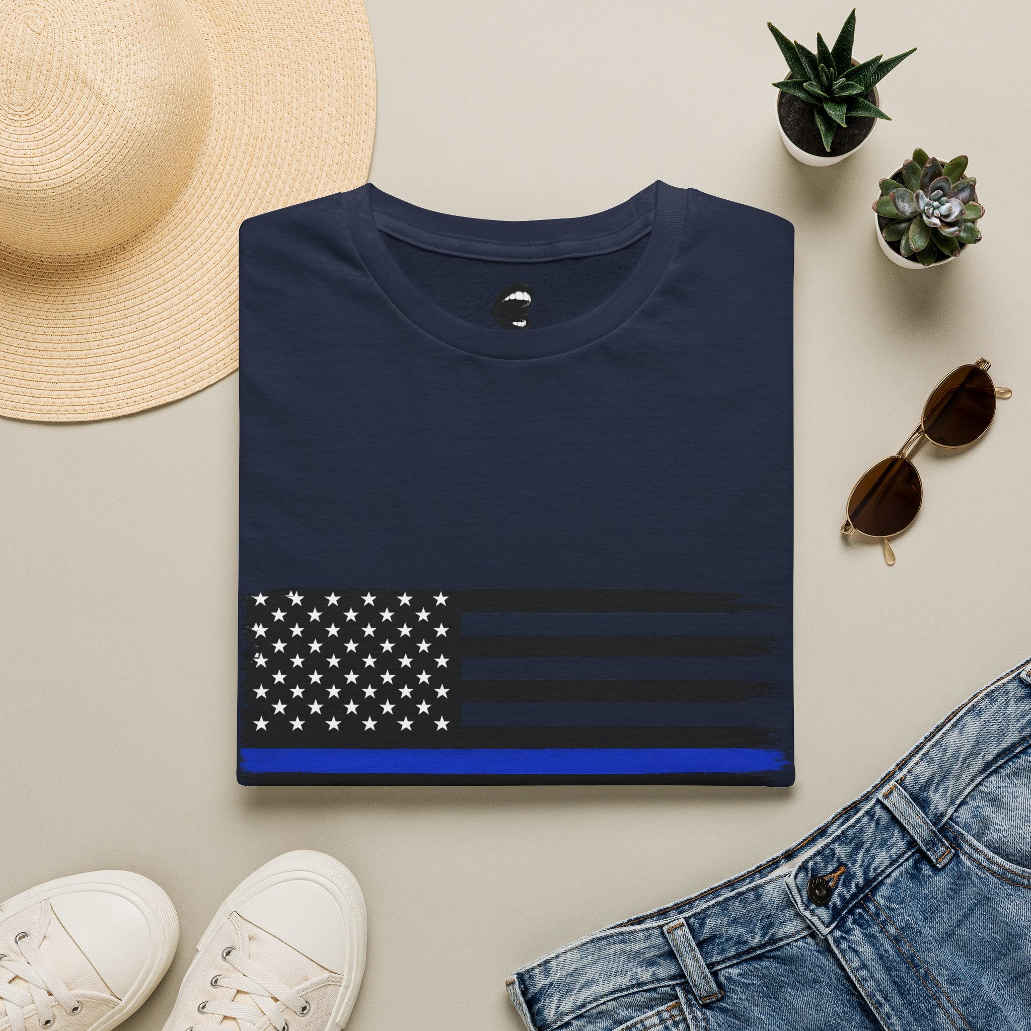 T-Shirt — Thin Blue Line American Flag "Back The Blue" Patrol Tee