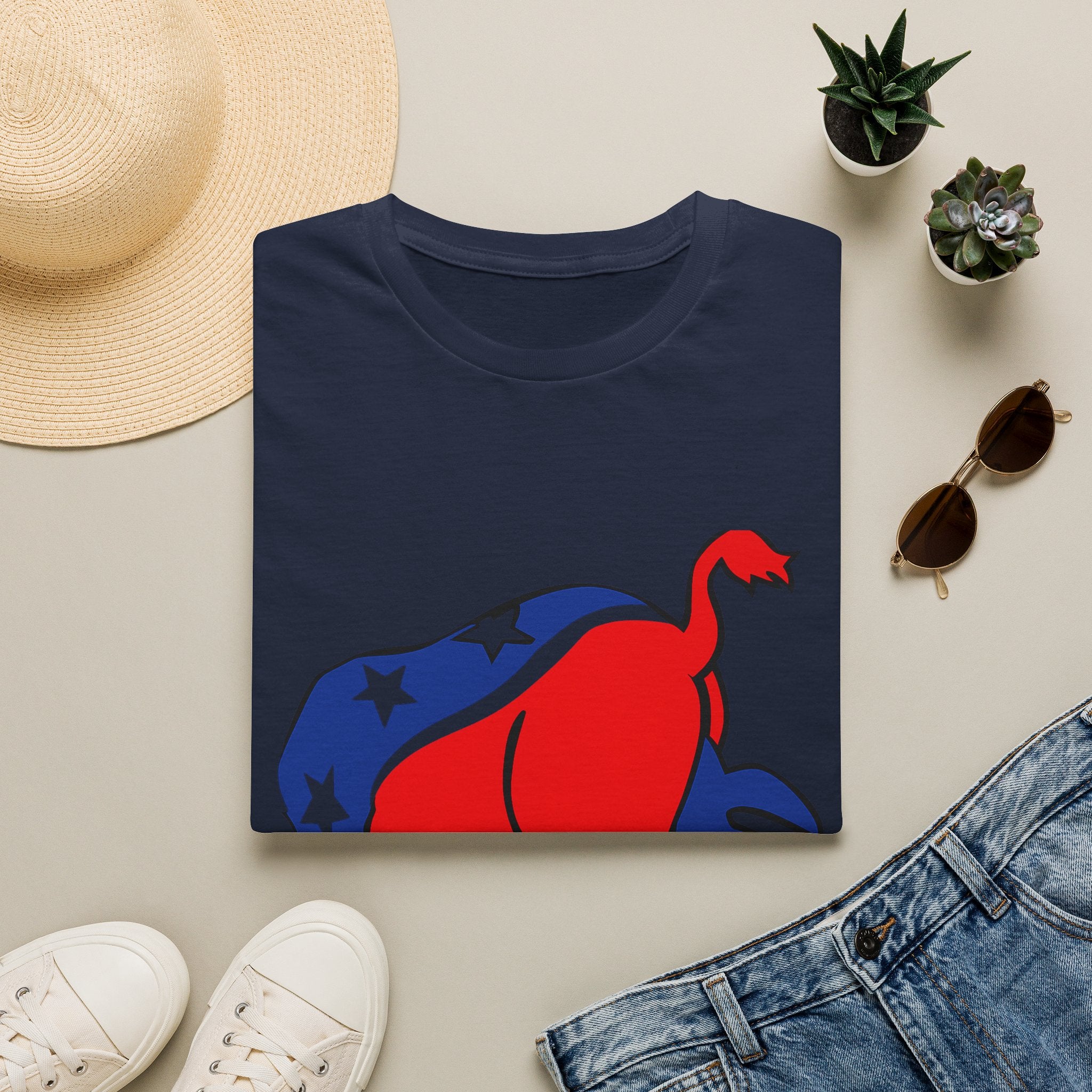 Elephant Political Graphic T-Shirt — Patriotic Red, White & Blue Design