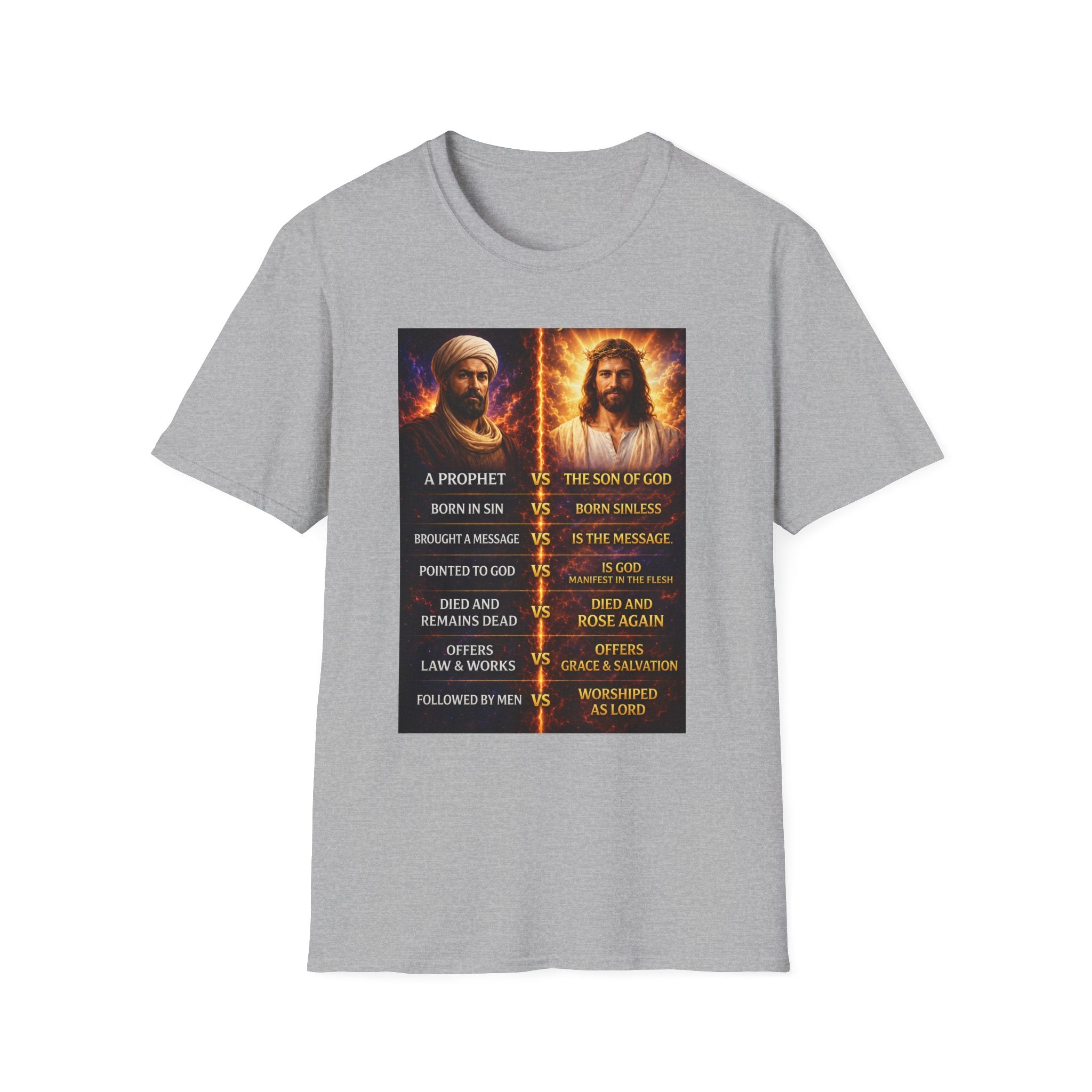 Religious Comparison Graphic Tee — 'A Prophet vs The Son of God'