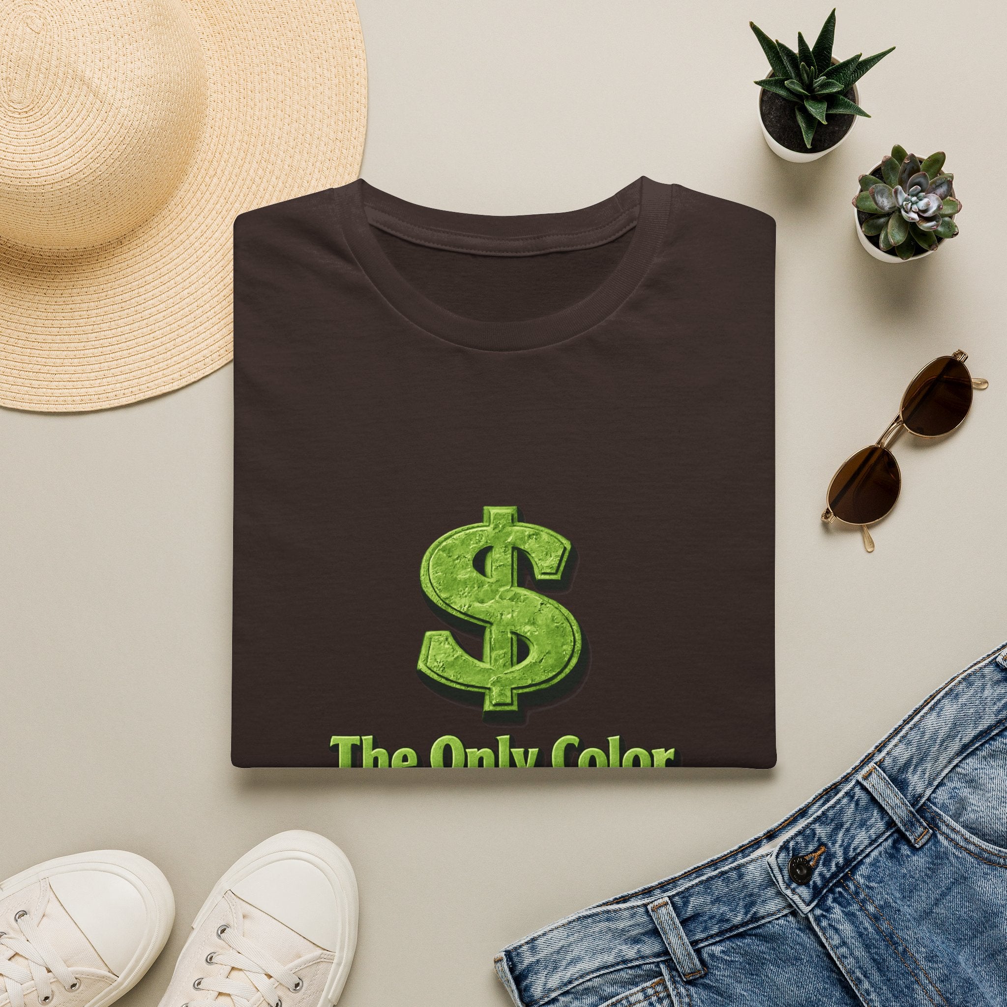 T-Shirt: "The Only Color That Matters Is Green" Dollar Sign Graphic Tee