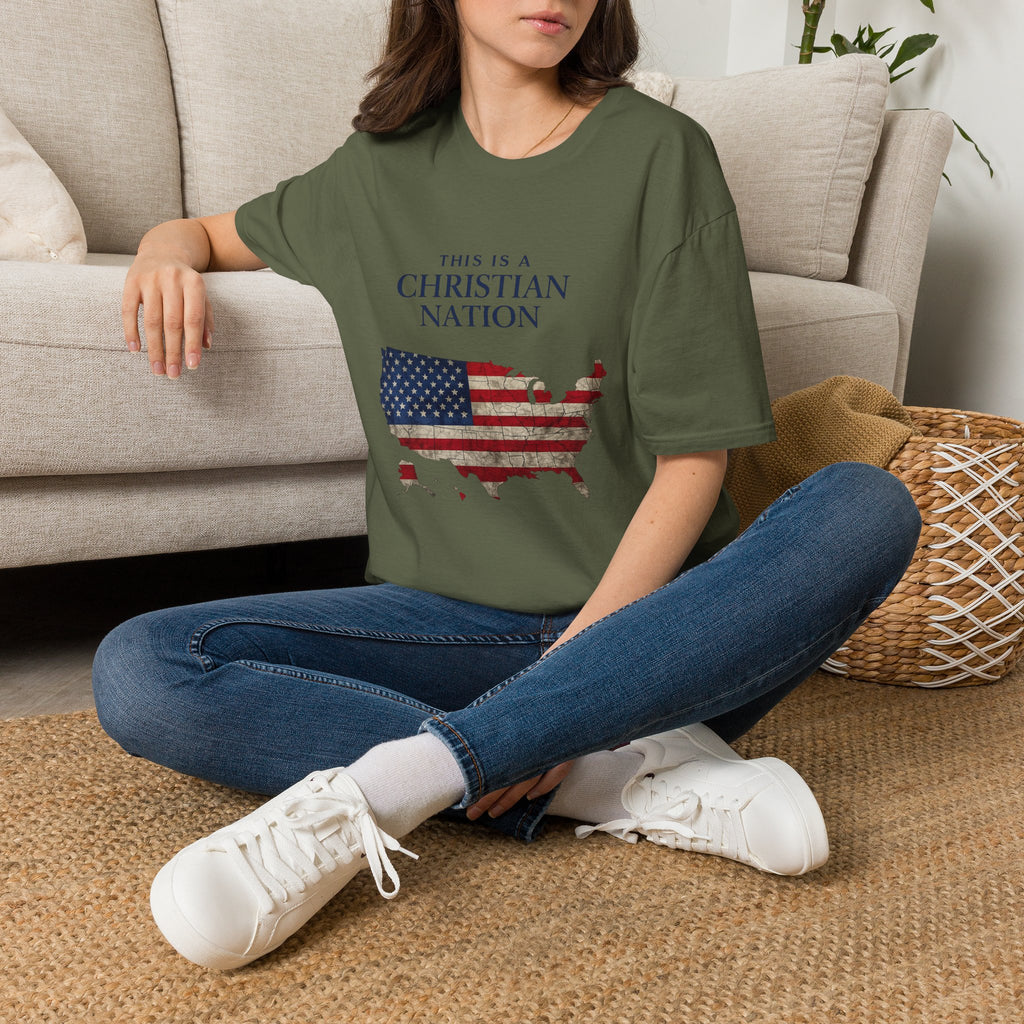 Christian Nation T-Shirt — America Flag Map Graphic