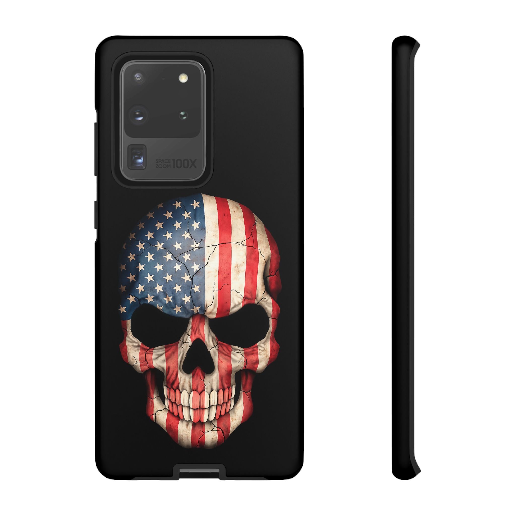 American Flag Skull Phone Case - Patriotic Tough Protective Cover