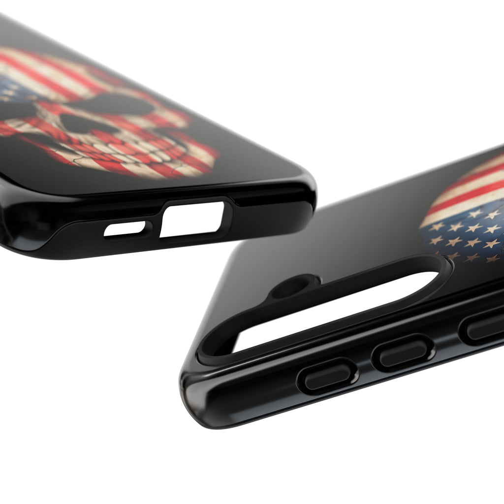 American Flag Skull Phone Case - Patriotic Tough Protective Cover