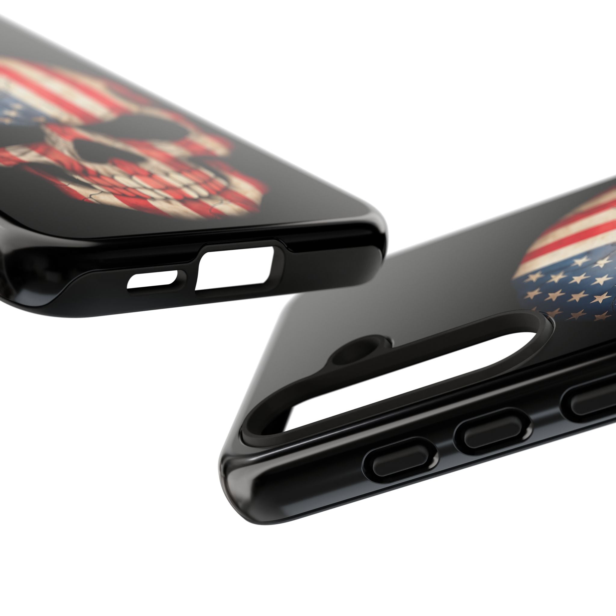 American Flag Skull Phone Case - Patriotic Tough Protective Cover