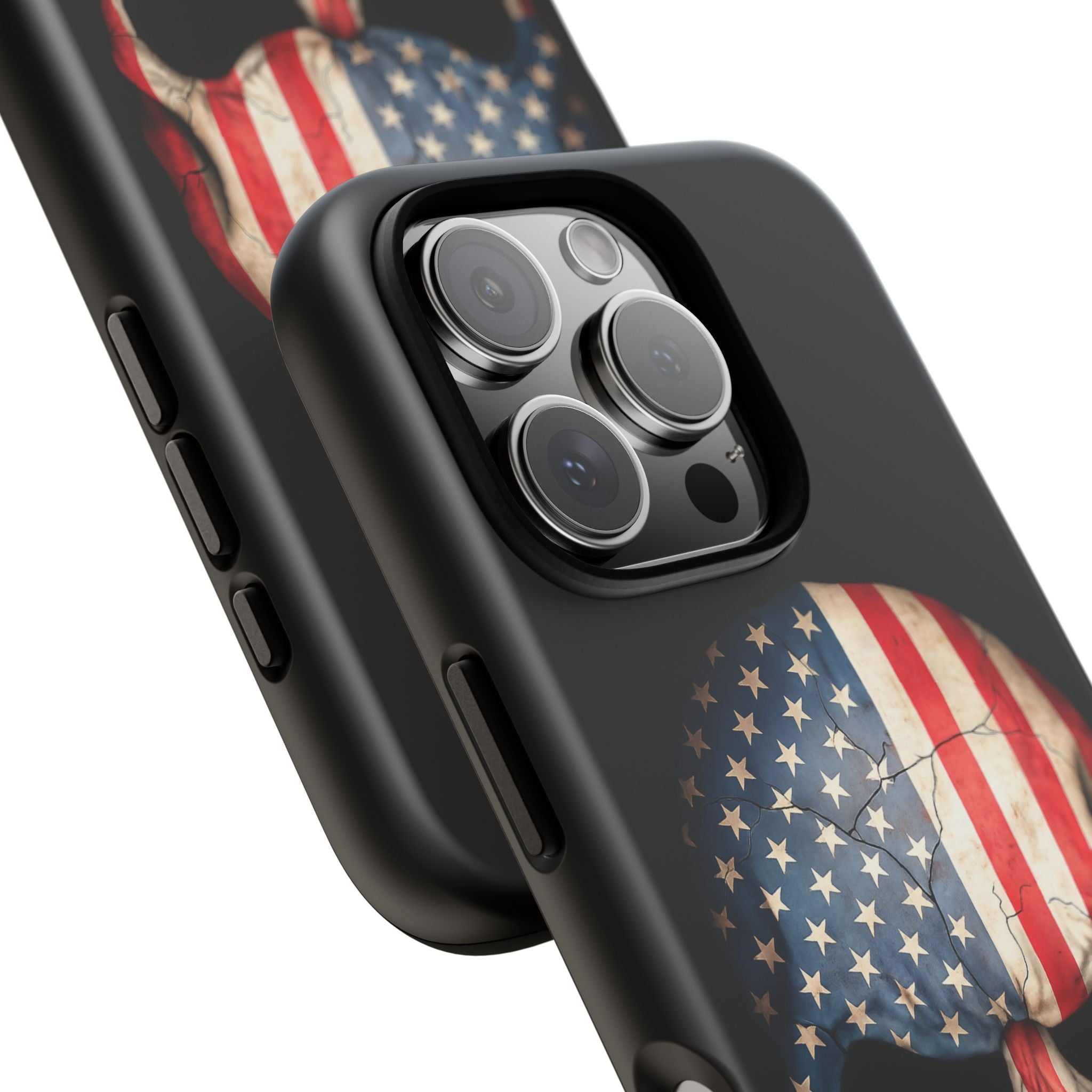 American Flag Skull Phone Case - Patriotic Tough Protective Cover